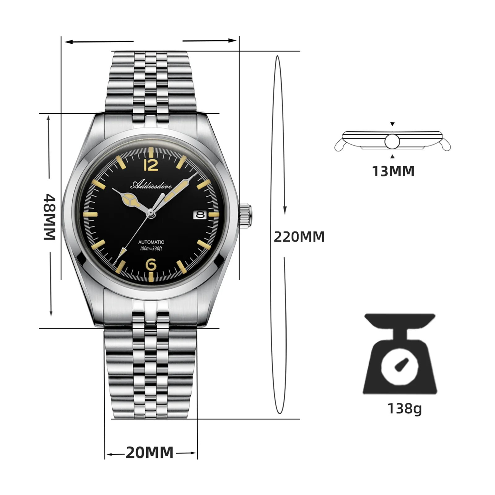 Addiesdive 39mm Automatic Watch Diver's 100M NH35 (AD2038) - Image 2