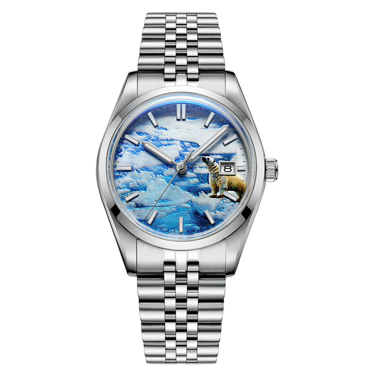 ★Holiday Sale★Addiesdive 39mm 3D Glacier Polar Bear Dial Automatic Watch （AD2042）