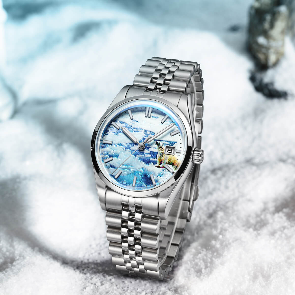 ★Holiday Sale★Addiesdive 39mm 3D Glacier Polar Bear Dial Automatic Watch （AD2042） - Image 2