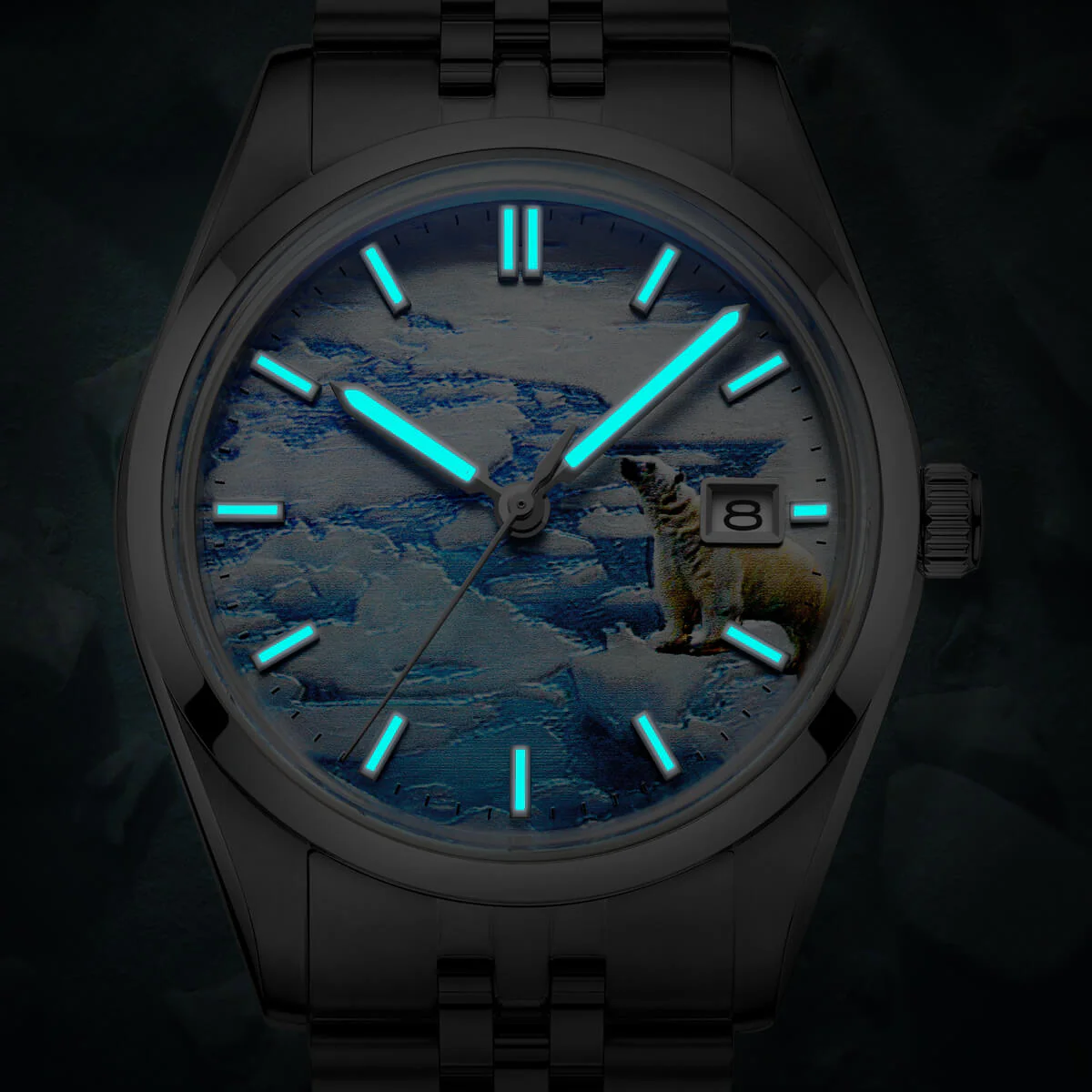 ★Holiday Sale★Addiesdive 39mm 3D Glacier Polar Bear Dial Automatic Watch （AD2042） - Image 8