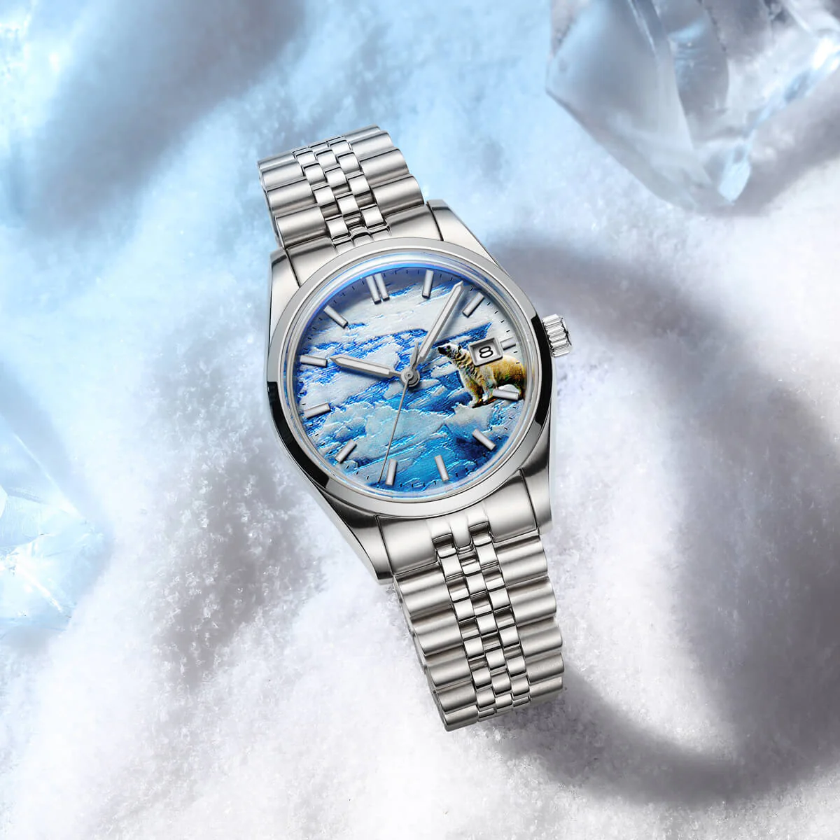 ★Holiday Sale★Addiesdive 39mm 3D Glacier Polar Bear Dial Automatic Watch （AD2042） - Image 9