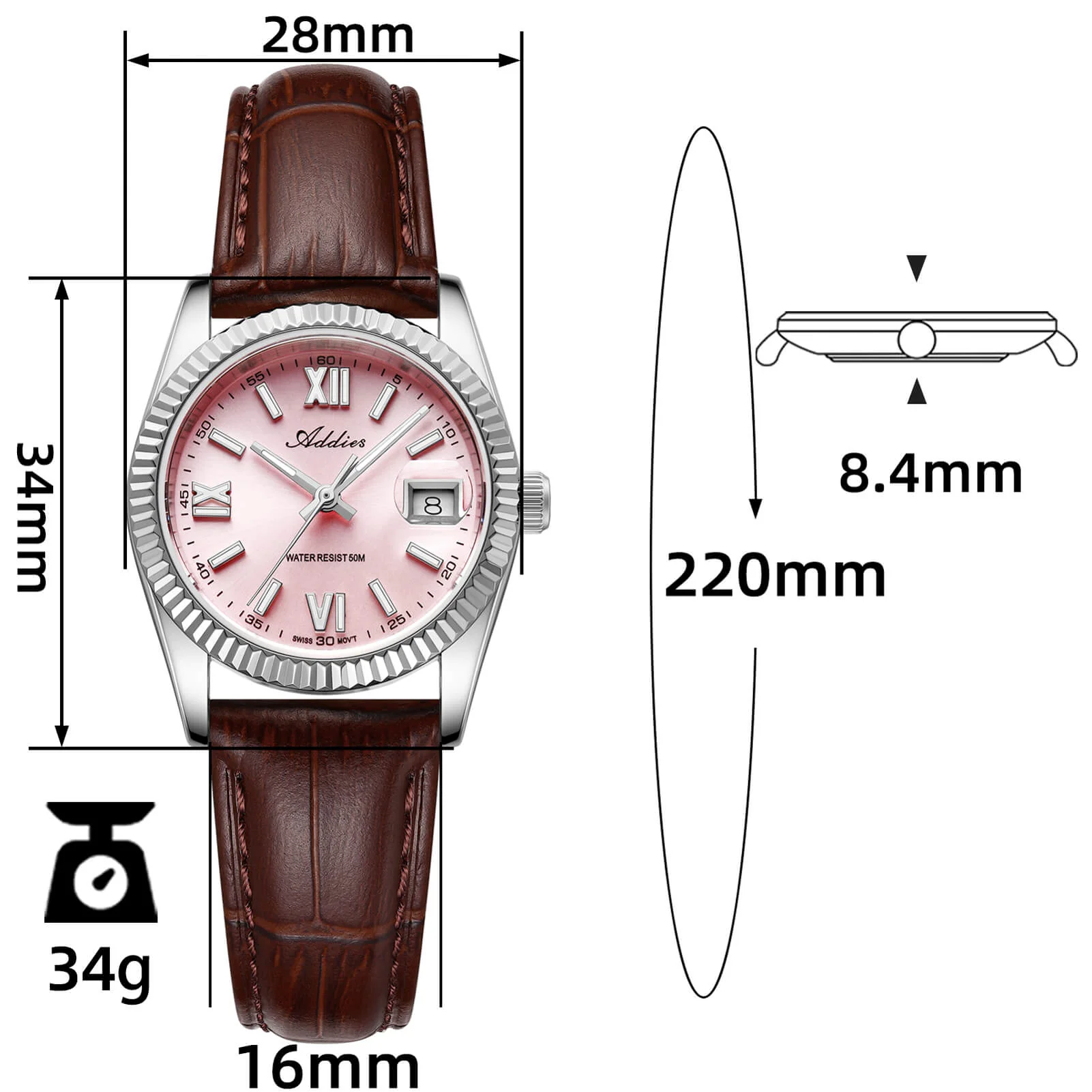 Addies 28mm Women’s Luxury Quartz Watch AW25901 - Image 4