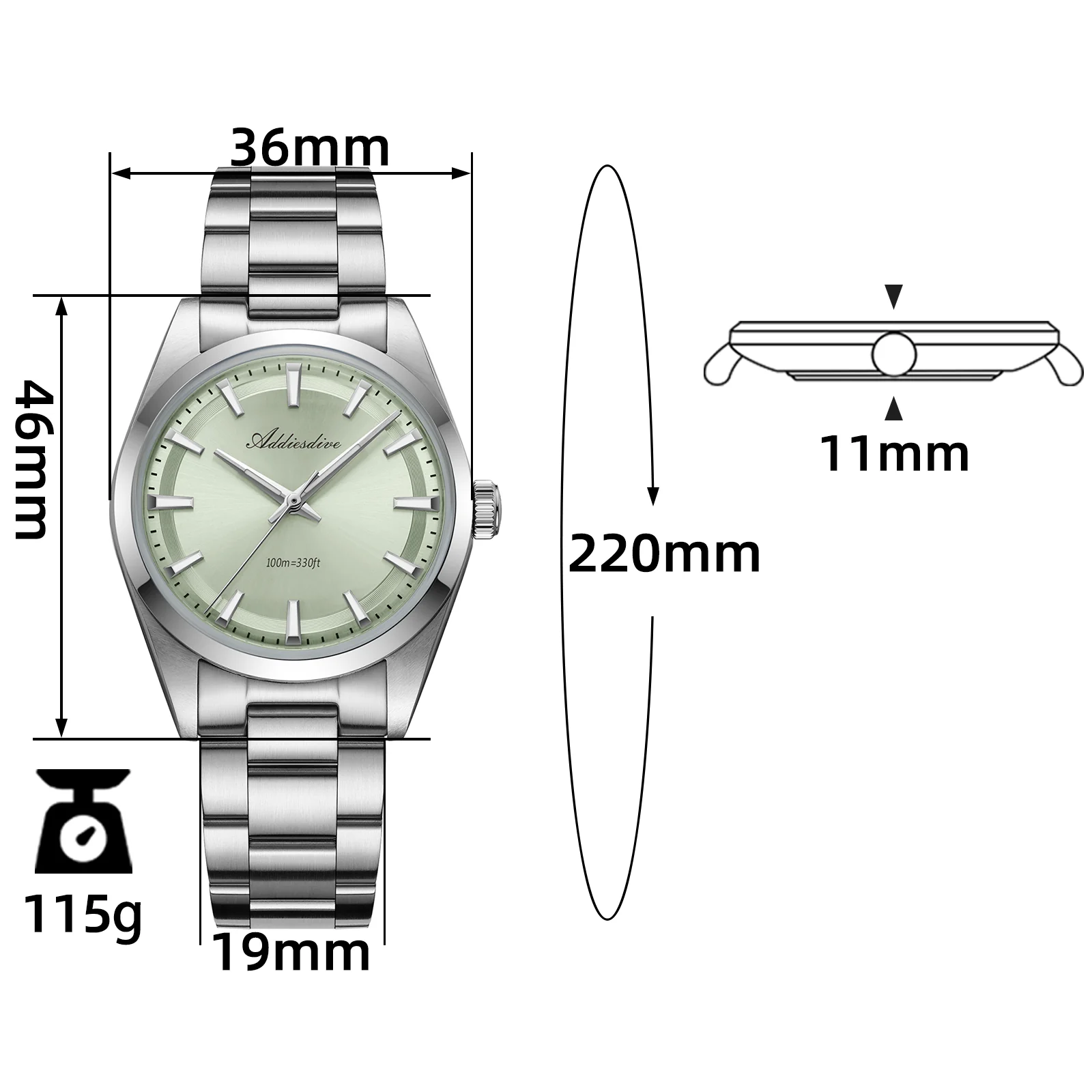 ADDIESDIVE 36mm Luxury VH31 Quartz Watch AD2066 - Image 5