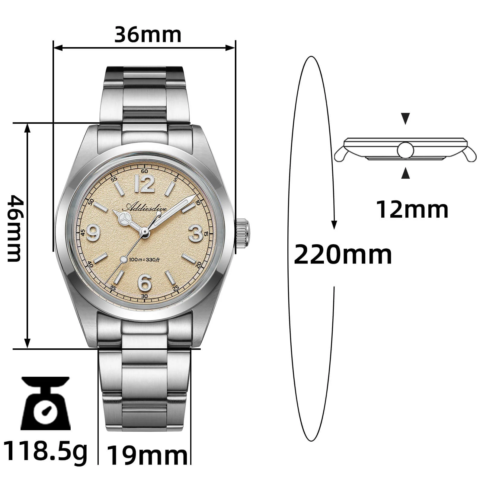 ADDIESDIVE 36mm VH31 Quartz Watch AD2518 - Image 10