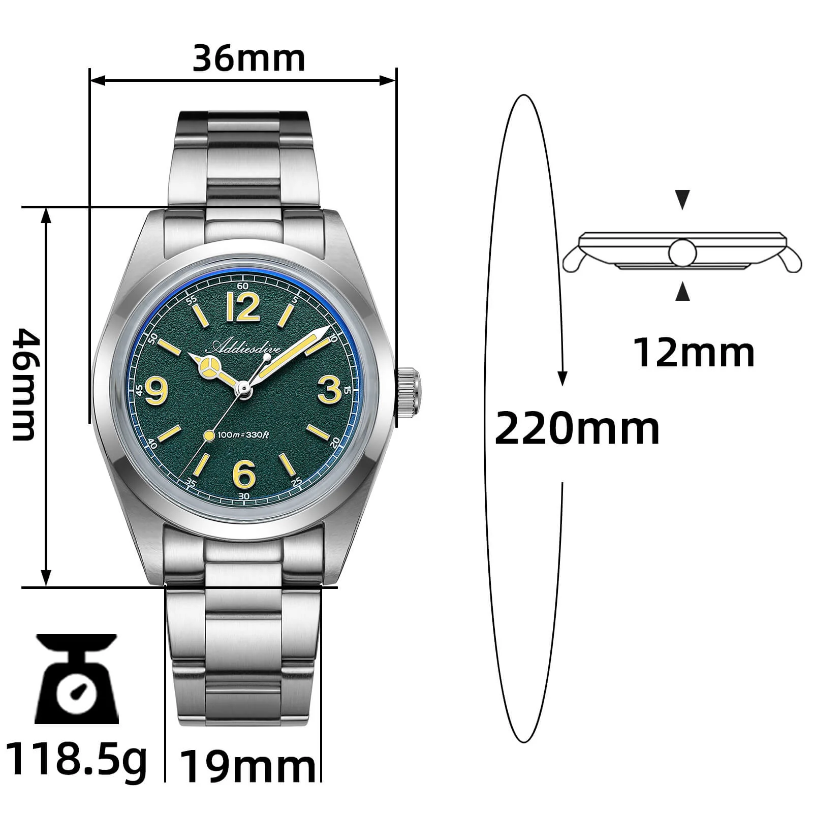 ADDIESDIVE 36mm VH31 Quartz Watch AD2518 - Image 19