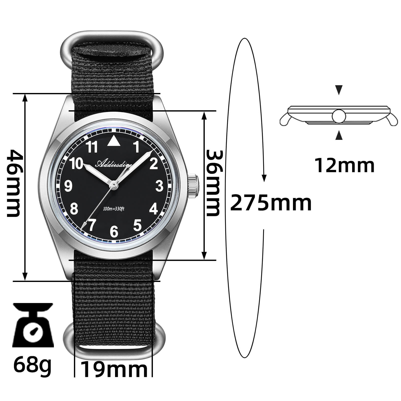 ADDIESDIVE 36mm VH31 Retro Pilot Field Watch AD2079 - Image 2