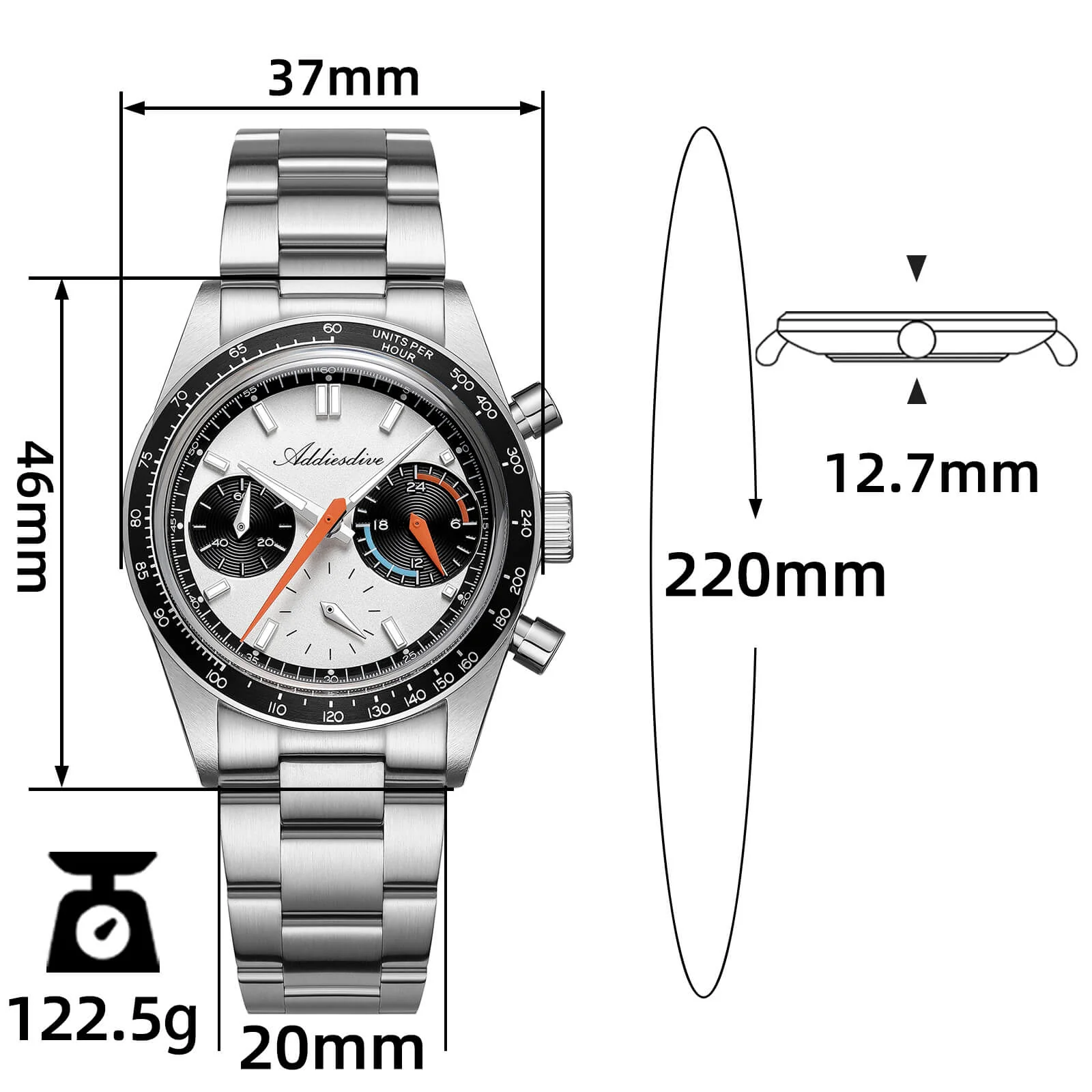 ADDIESDIVE 37mm VK63 Racing Chronograph Quartz Watch AD2539 - Image 22
