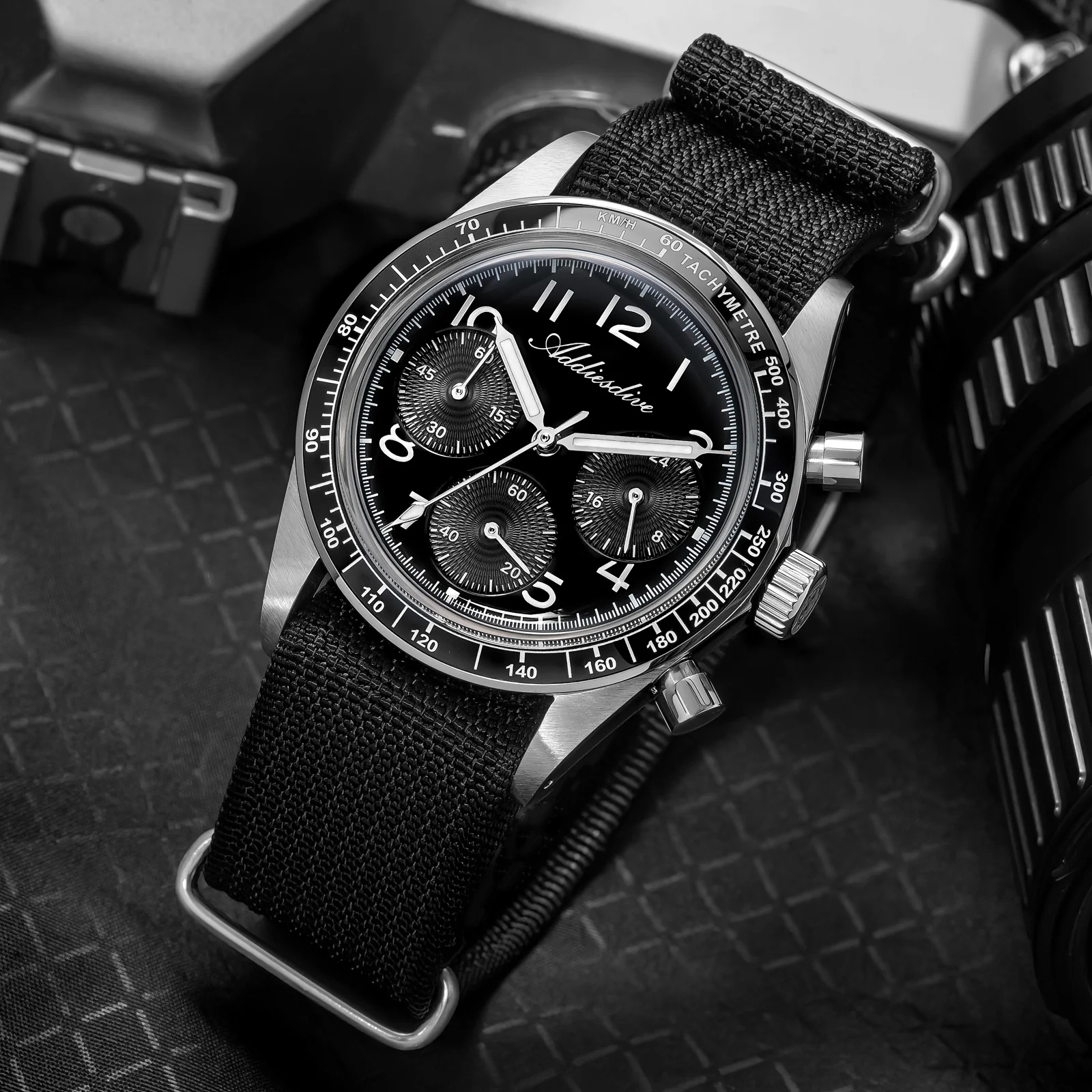 ADDIESDIVE 37mm VK63/0S20 Triple-Register Chronograph Watch AD2517/AD2543 - Image 10