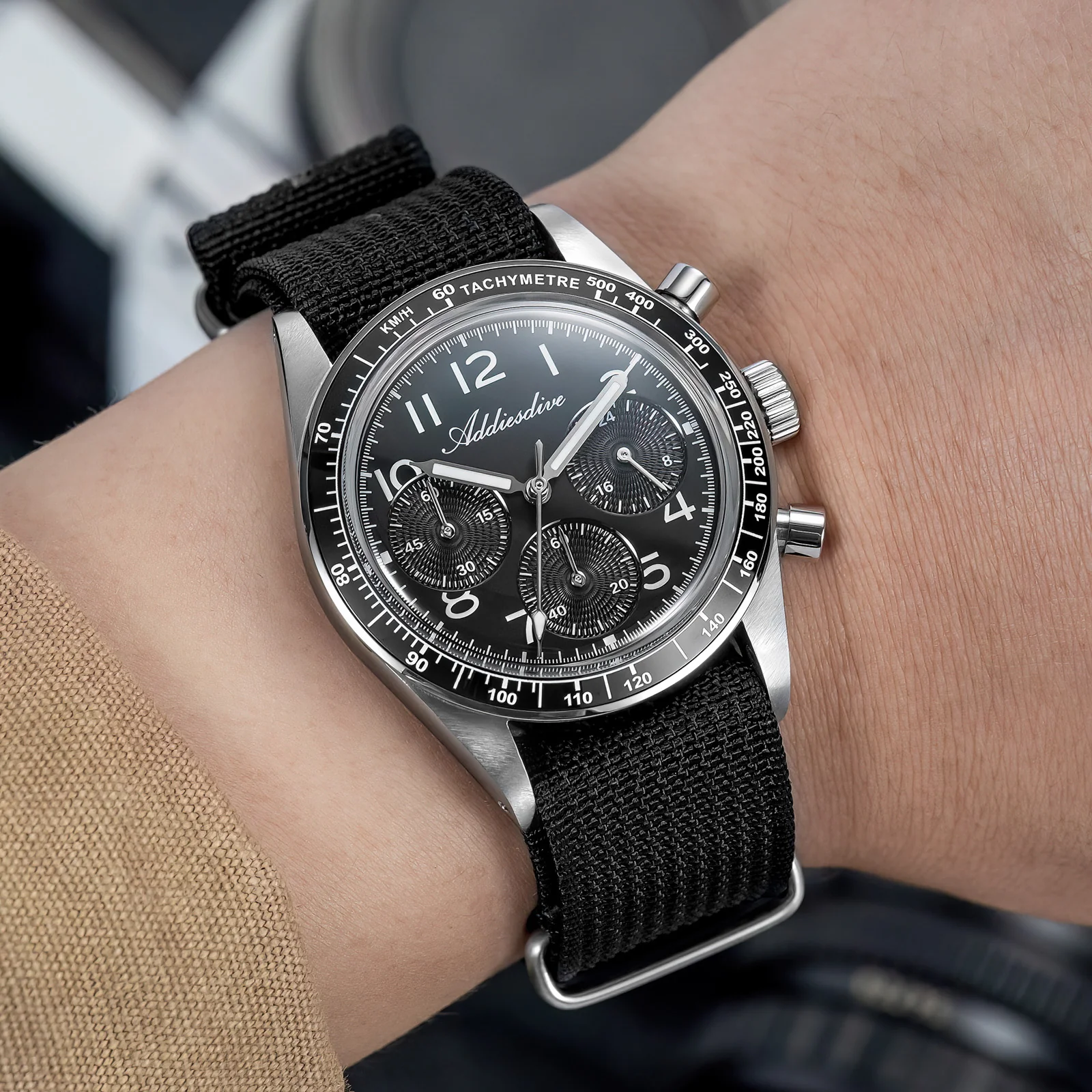 ADDIESDIVE 37mm VK63/0S20 Triple-Register Chronograph Watch AD2517/AD2543 - Image 11