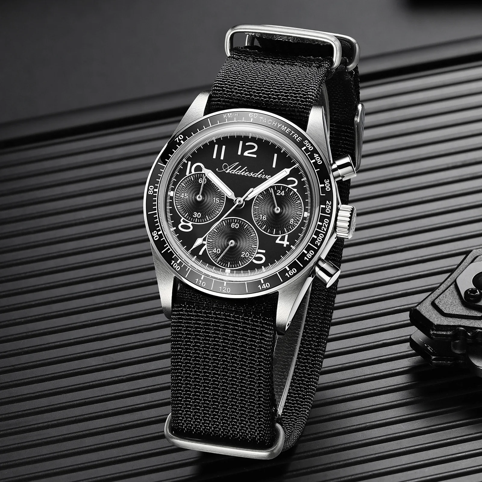 ADDIESDIVE 37mm VK63/0S20 Triple-Register Chronograph Watch AD2517/AD2543 - Image 7