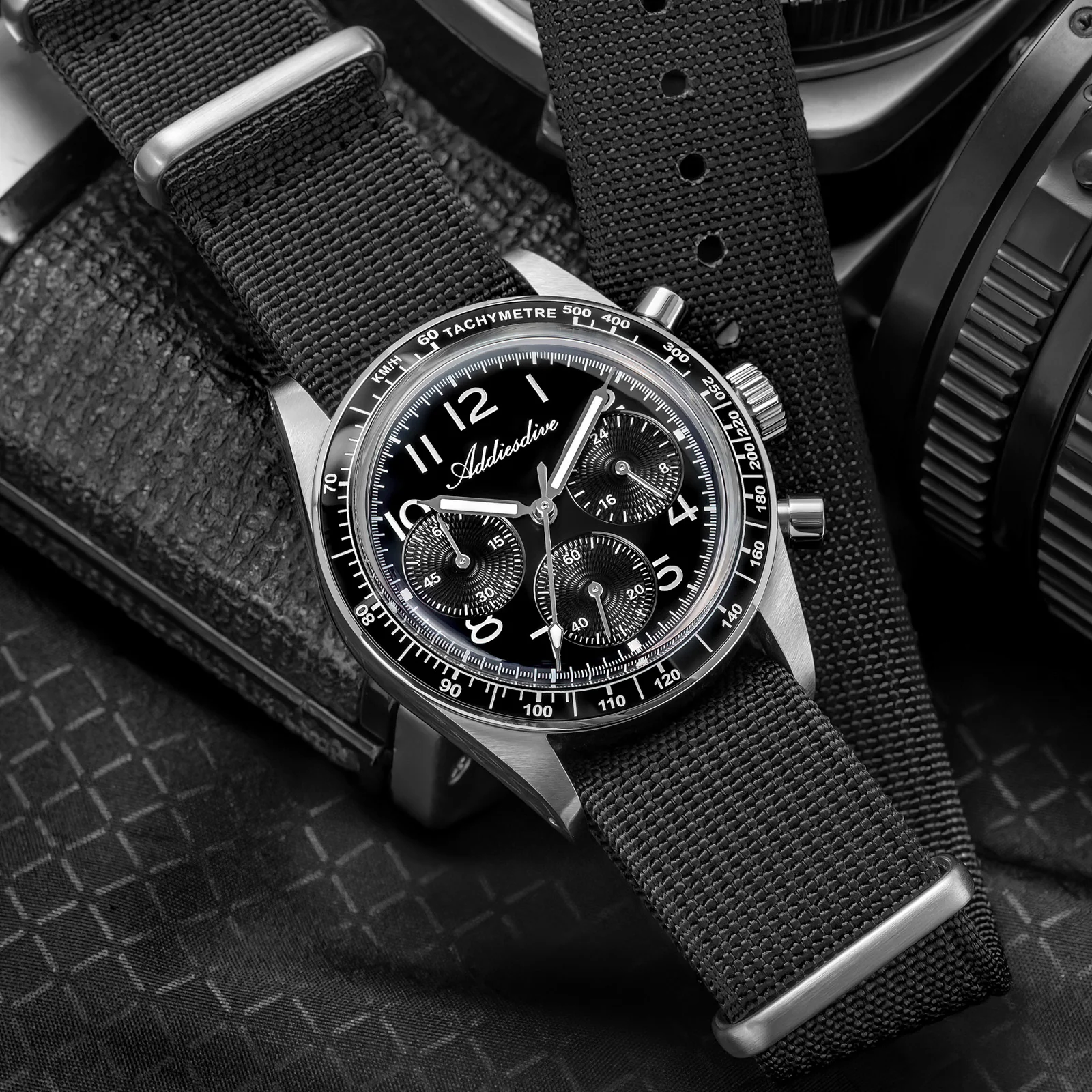 ADDIESDIVE 37mm VK63/0S20 Triple-Register Chronograph Watch AD2517/AD2543 - Image 9