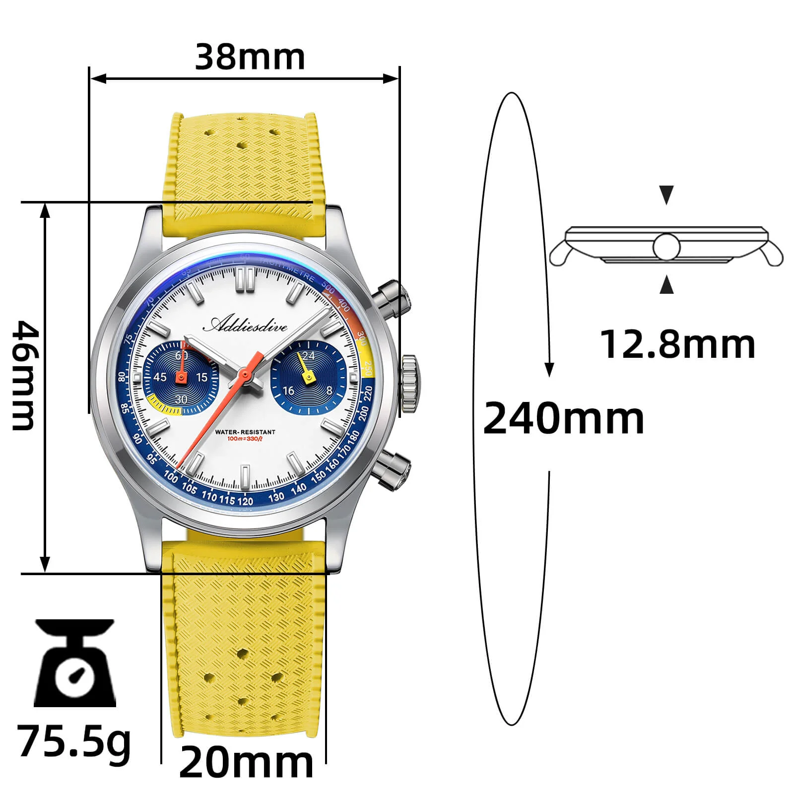 ★Flash Sale★ADDIESDIVE 38mm VK64 Racing-Inspired Chronograph Watch AD2529 - Image 24
