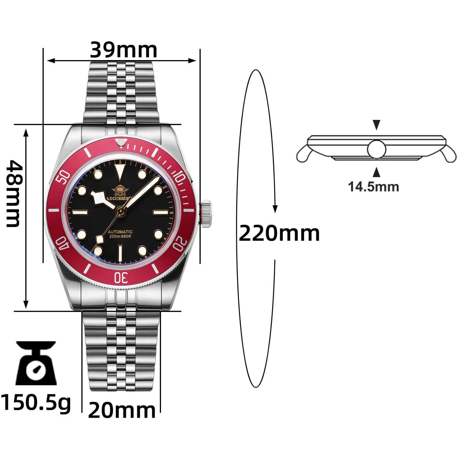 ADDIESDIVE 39mm BB58 Automatic Watch AD2043 - Image 20