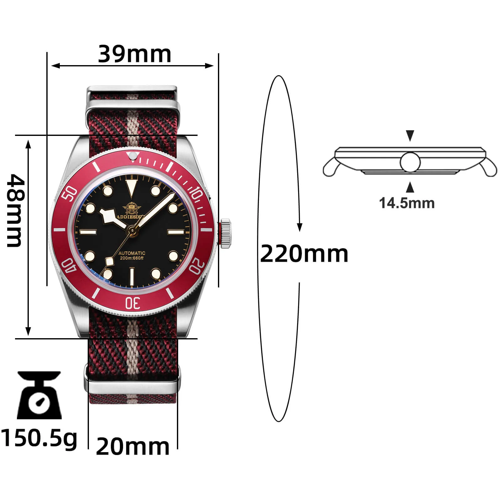ADDIESDIVE 39mm BB58 Automatic Watch AD2043 - Image 42