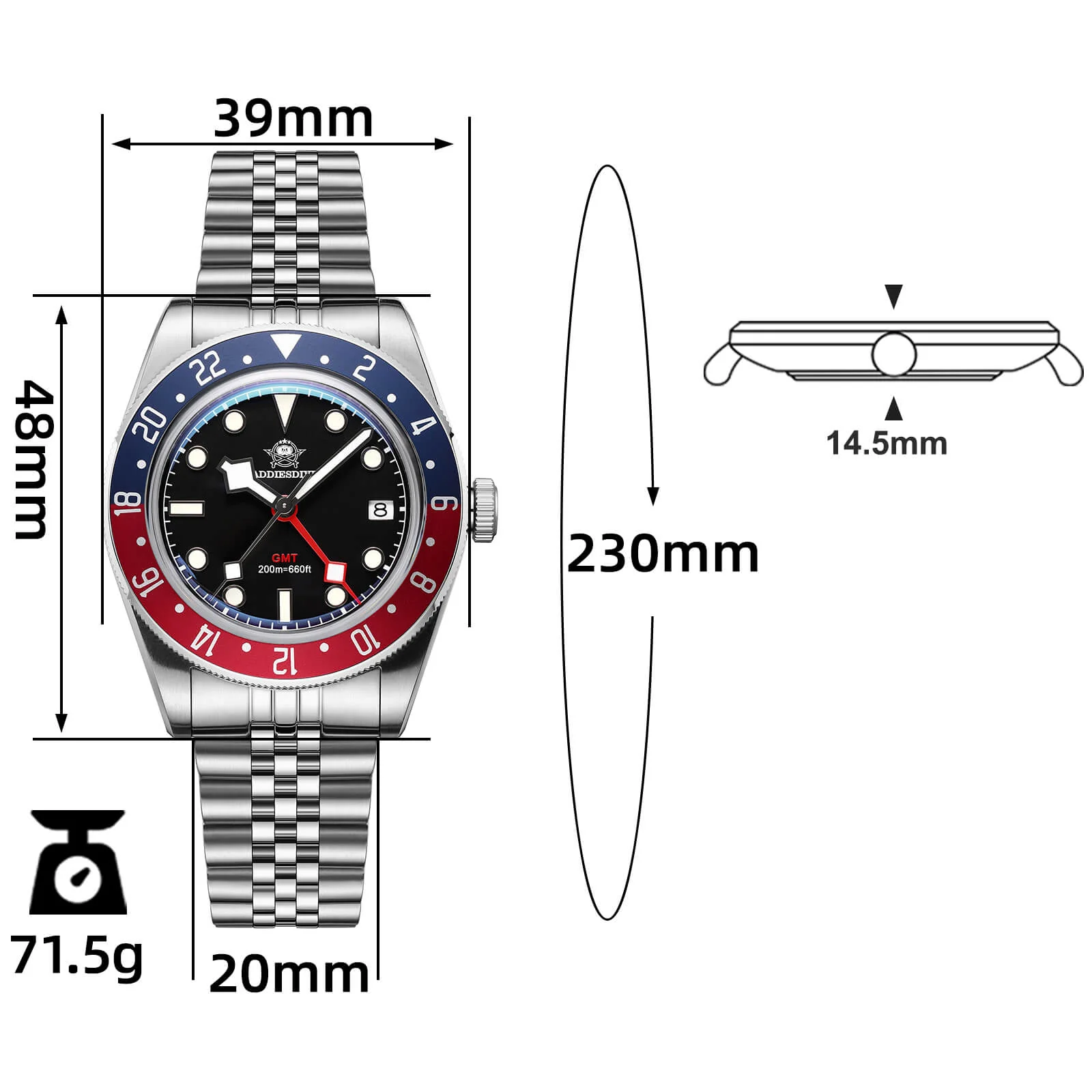 ★Holiday Sale★ADDIESDIVE 39mm BB58 GMT Quartz Watch AD2044 - Image 42