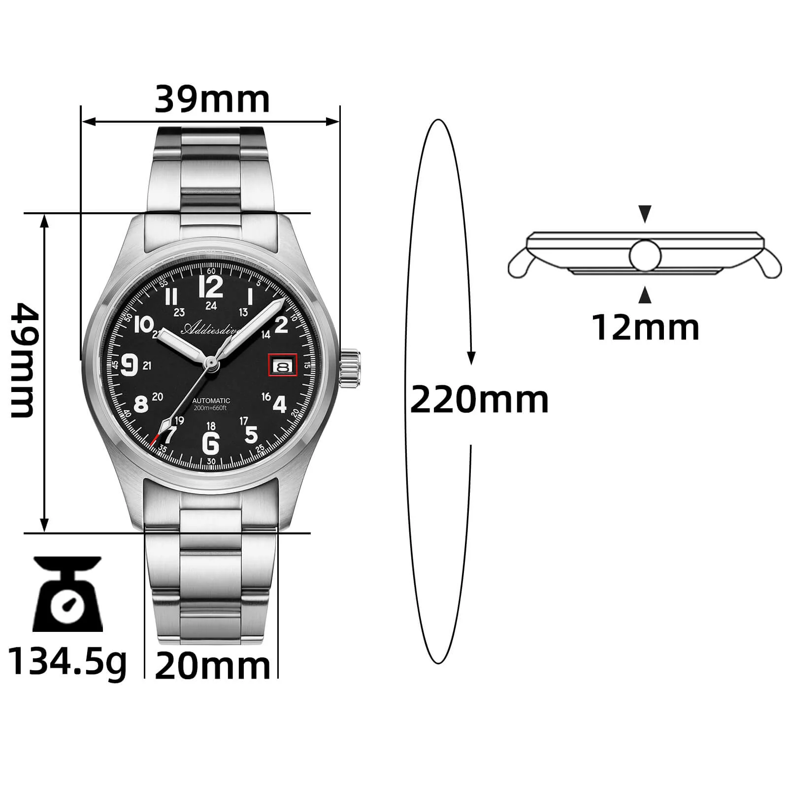 ADDIESDIVE 39mm Explore NH35 Automatic Watch AD2070 - Image 2
