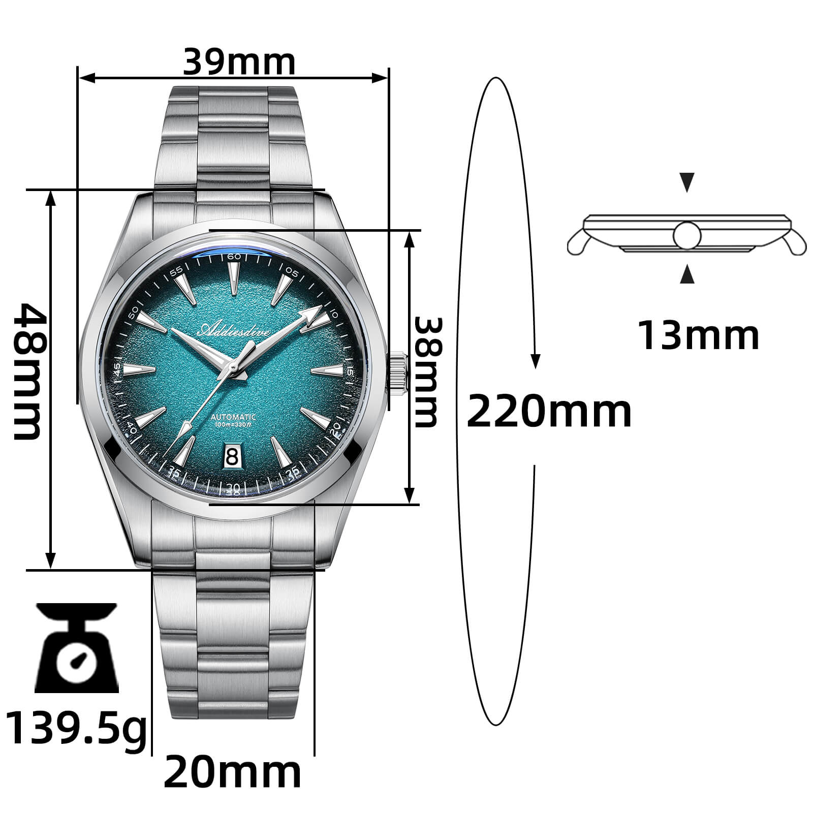 Addiesdive 39mm NH35/8215 Automatic Men Watch AD2094 - Image 7