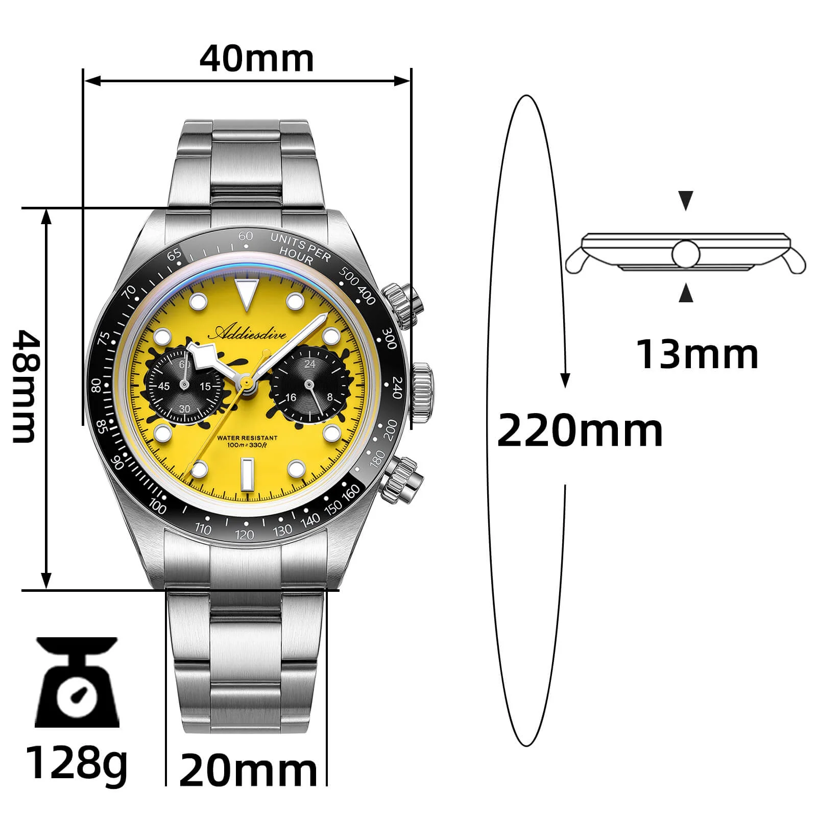 ★Holiday Sale★ADDIESDIVE 40mm VK64 Chronograph Watch AD2520 - Image 11