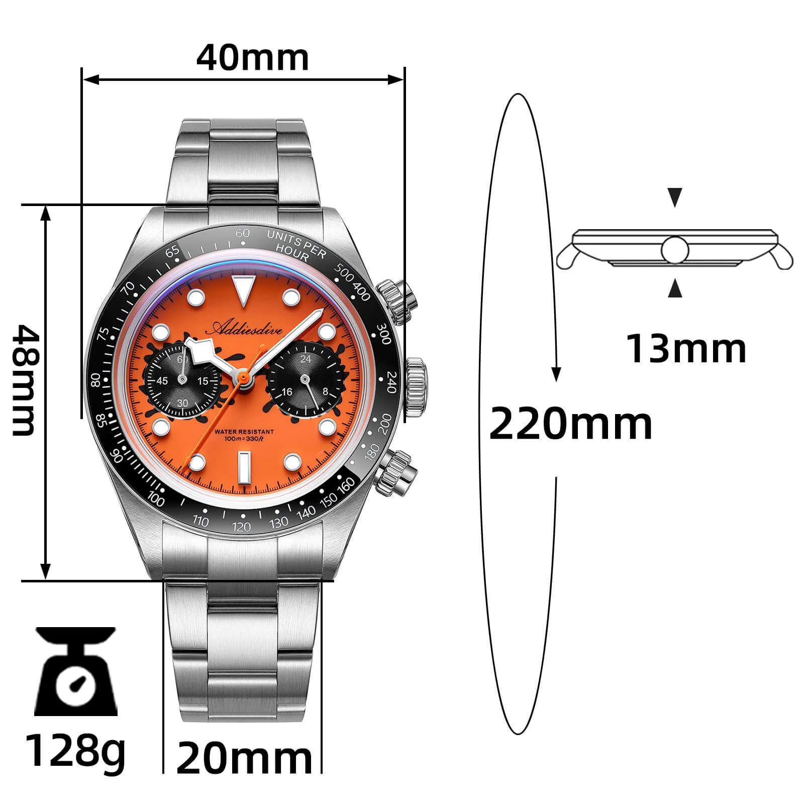 ★Holiday Sale★ADDIESDIVE 40mm VK64 Chronograph Watch AD2520 - Image 23