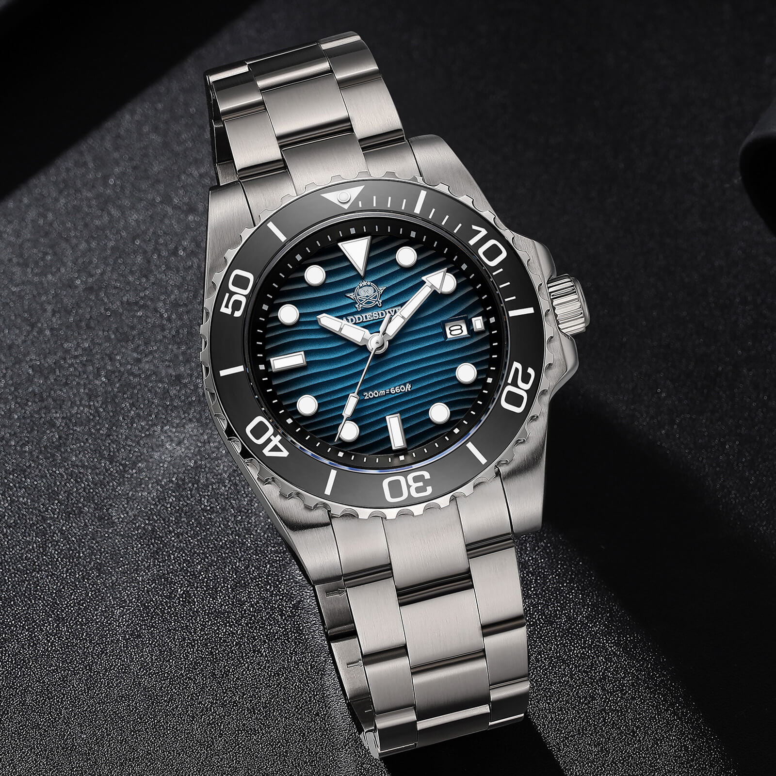 Addiesdive 41mm Desert Texture Sub Diver Quartz Watch AD2537 - Image 11