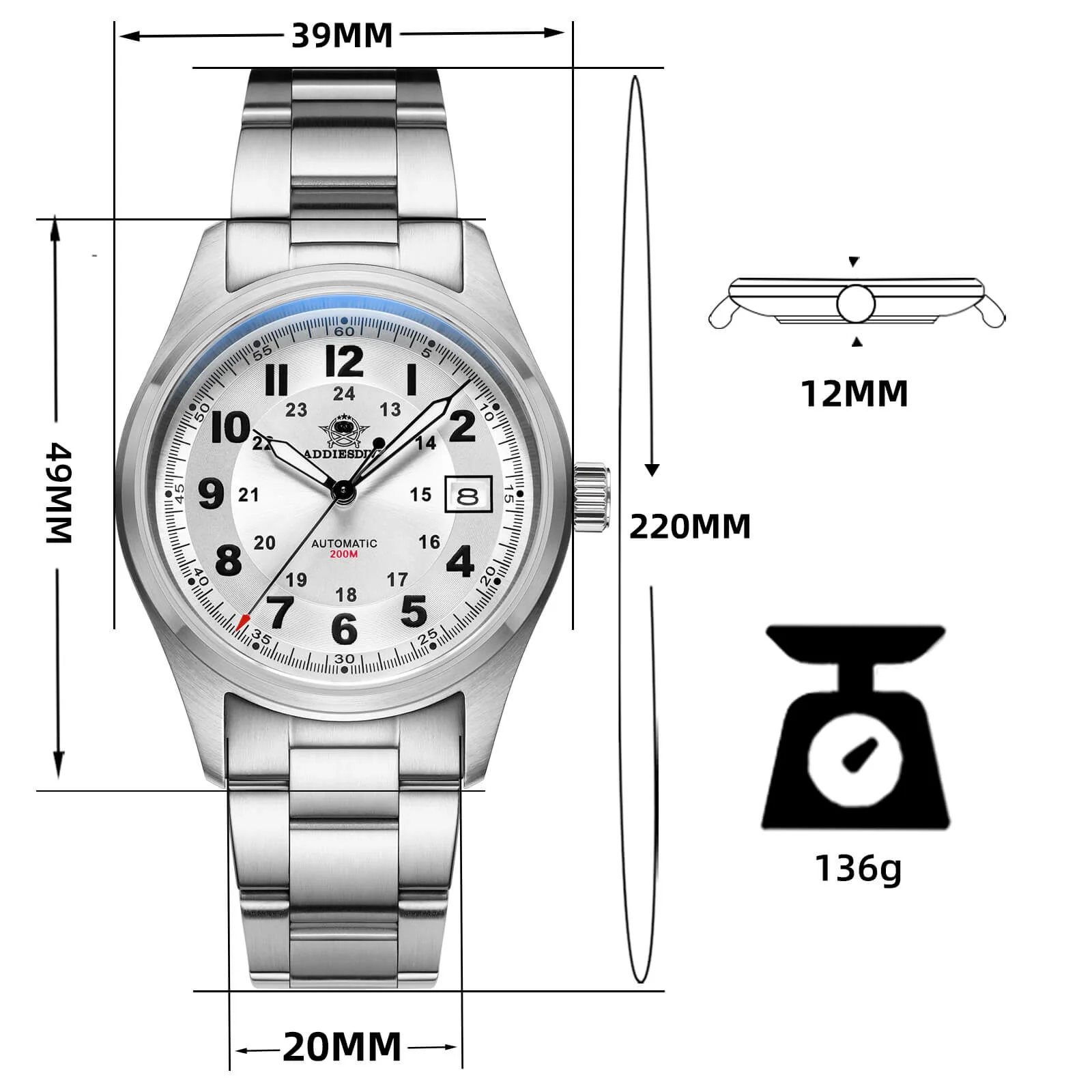 ★Flash Sale★ADDIESDIVE® Men's Elegant Automatic Watch Diver 200M (AD2048) - Image 23