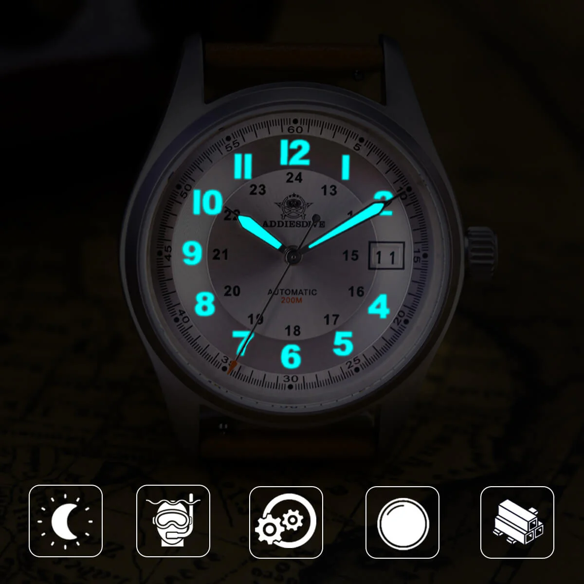 ★Flash Sale★ADDIESDIVE® Men's Elegant Automatic Watch Diver 200M (AD2048) - Image 4