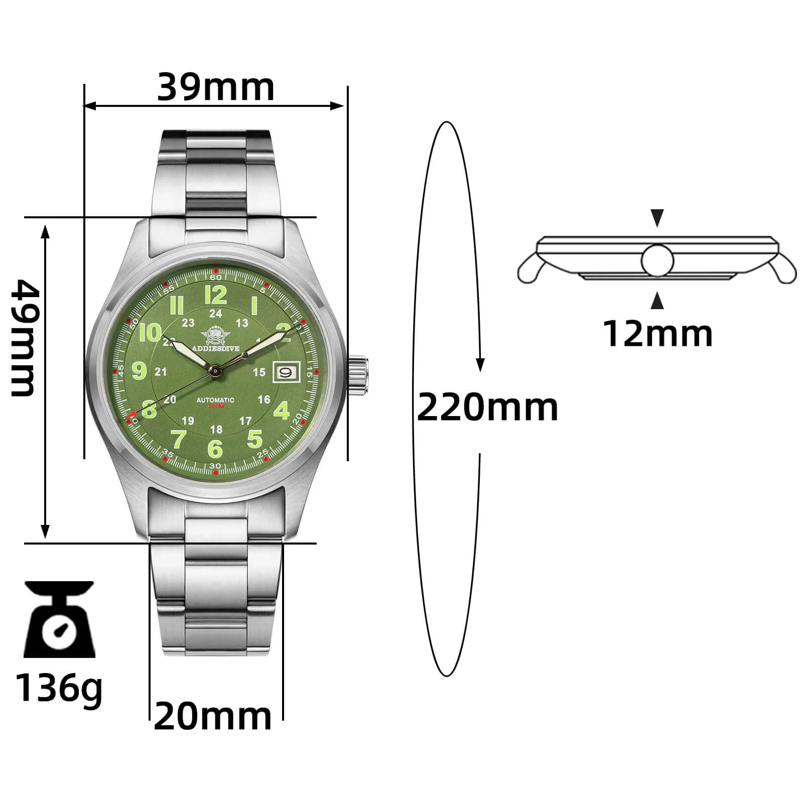 ★Flash Sale★ADDIESDIVE® Men's Elegant Automatic Watch Diver 200M (AD2048) - Image 40