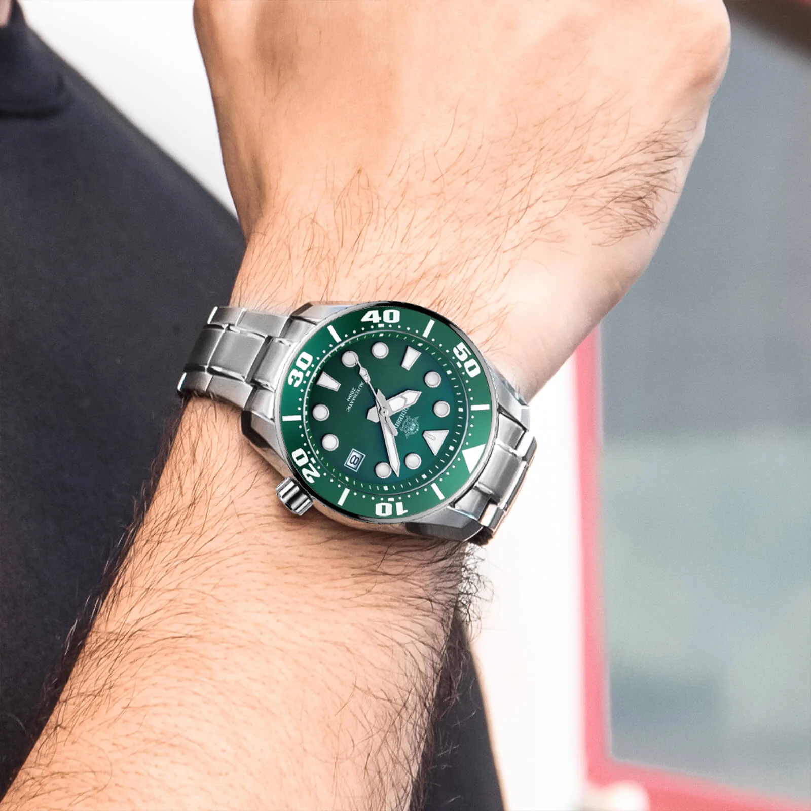 ★Holiday Sale★ADDIESDIVE® Sumo Green Professional Dive Watch for Men 44.5mm (MY-H10) Black/Green Dial - Image 6