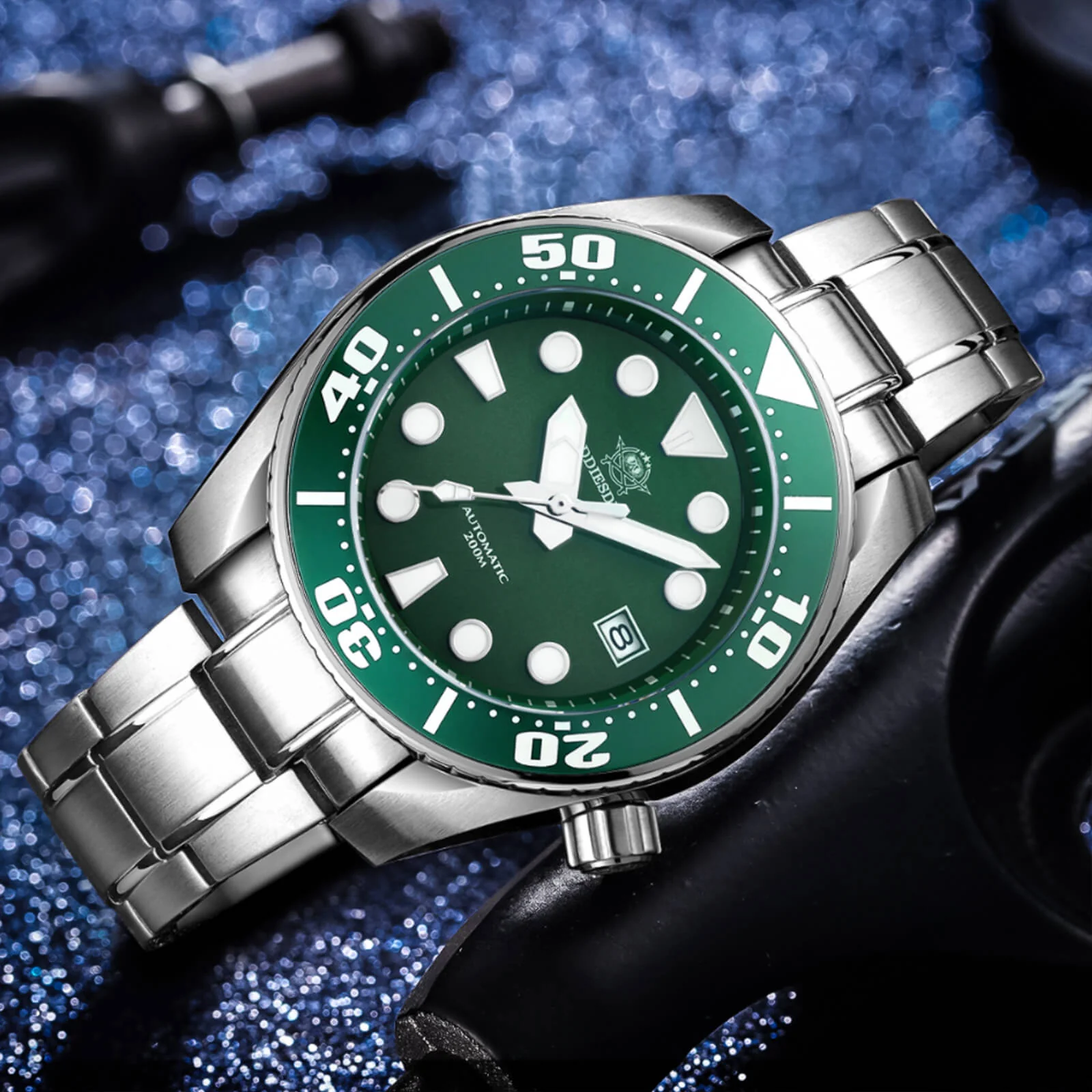 ★Holiday Sale★ADDIESDIVE® Sumo Green Professional Dive Watch for Men 44.5mm (MY-H10) Black/Green Dial - Image 7