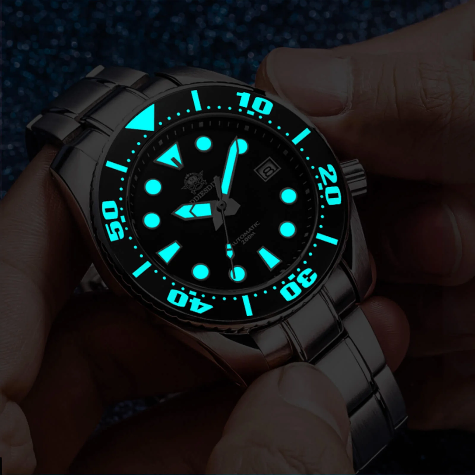 ★Holiday Sale★ADDIESDIVE® Sumo Green Professional Dive Watch for Men 44.5mm (MY-H10) Black/Green Dial - Image 8