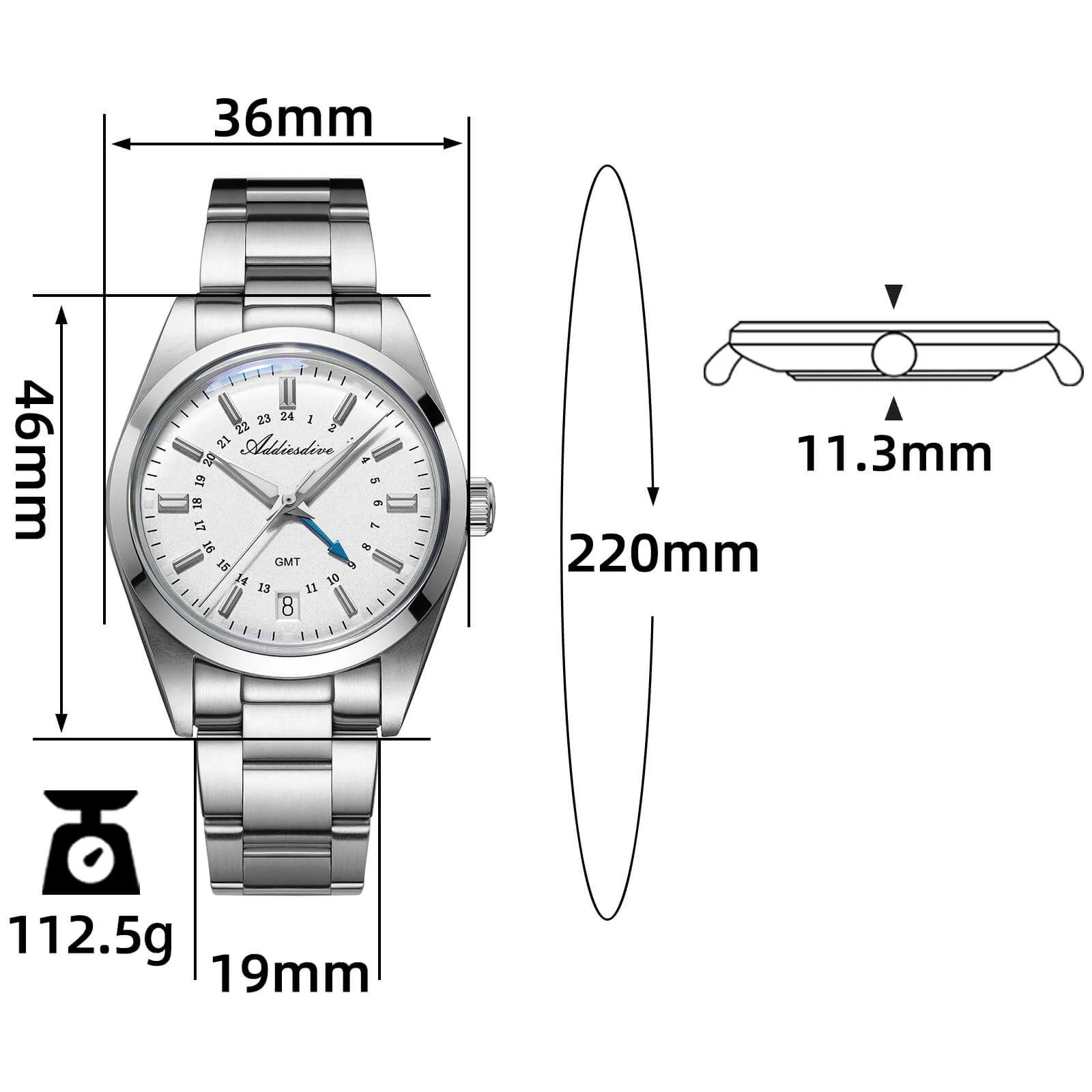ADDIESDIVE Elegance Collection GMT Quartz Watch AD2065 - Image 17