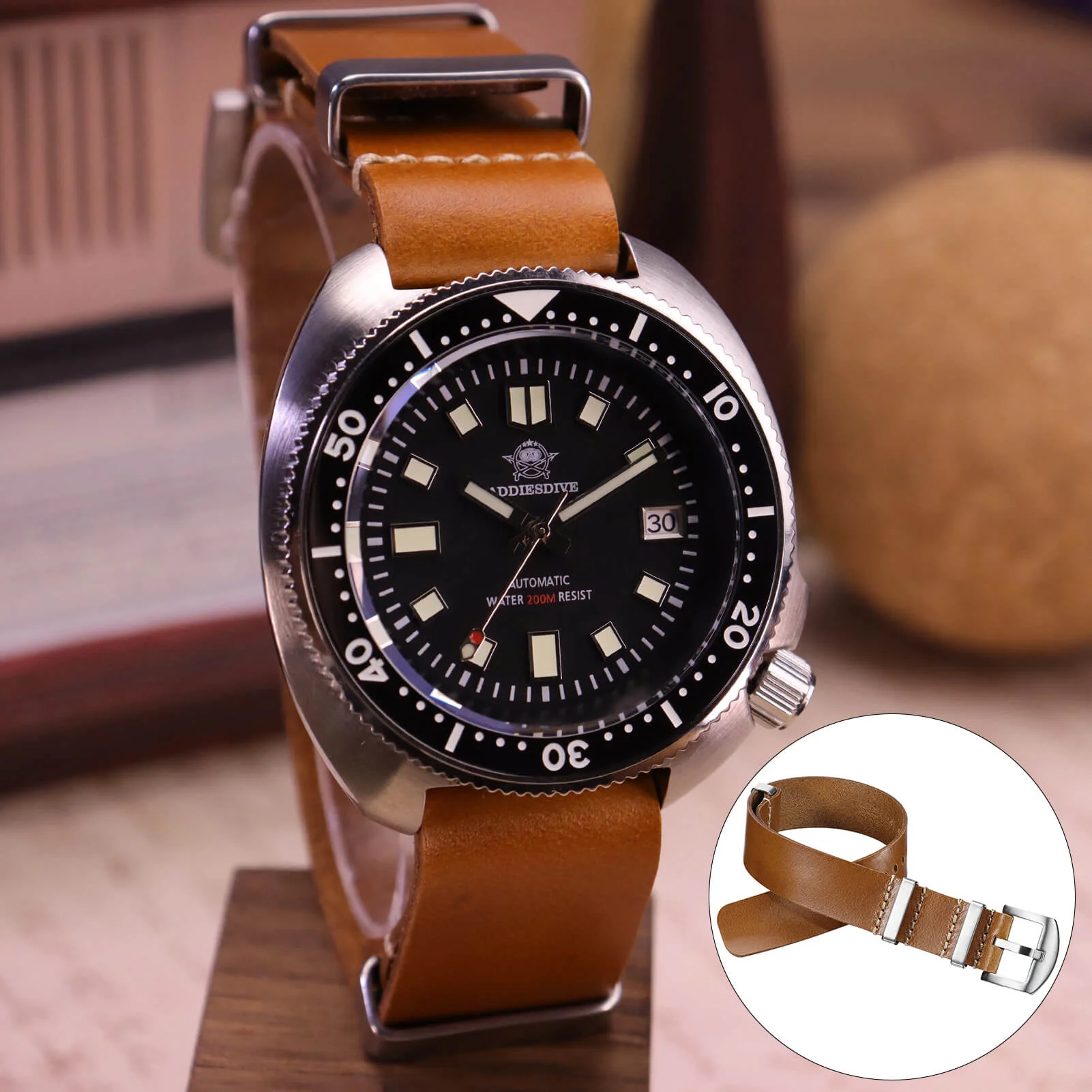 ADDIESDIVE Leather Watch Strap for Men, 20mm - Image 5