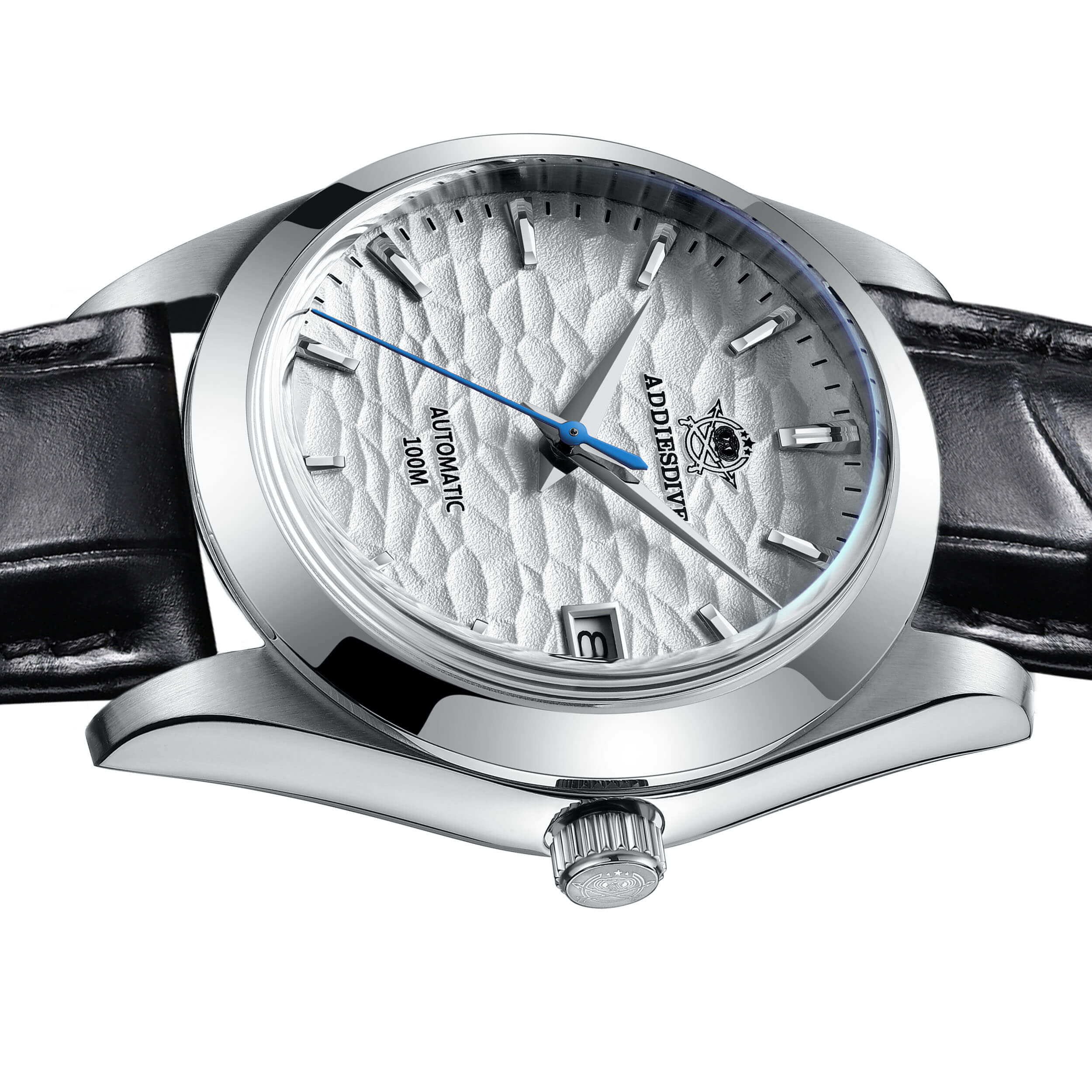 ADDIESDIVE Men's Stainless Steel White Dial with Black Leather Strap AD2118 - Image 4
