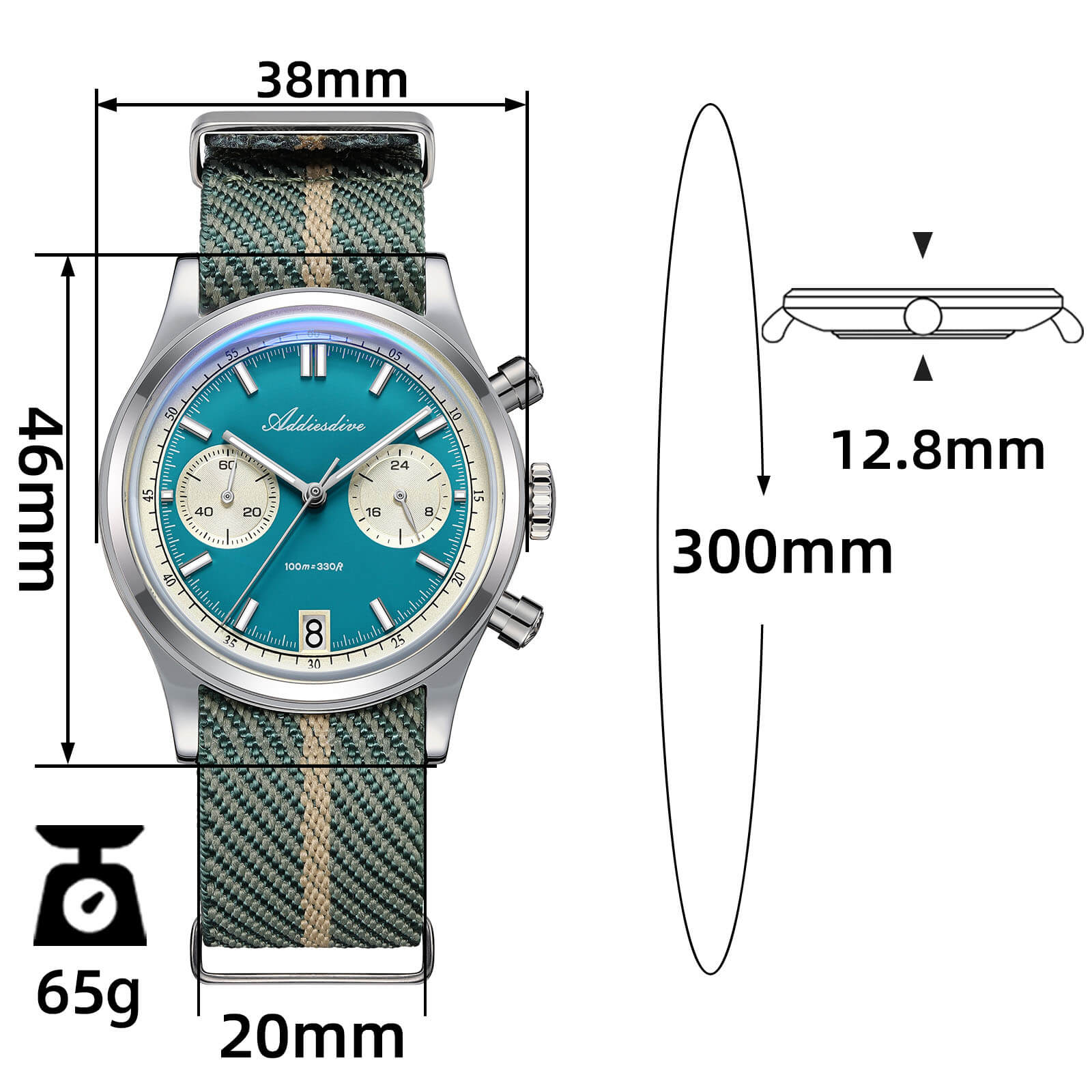 ★Holiday Sale★ADDIESDIVE 38mm Quartz Chronograph Watch – VK64 / 0S21 Options - Image 8