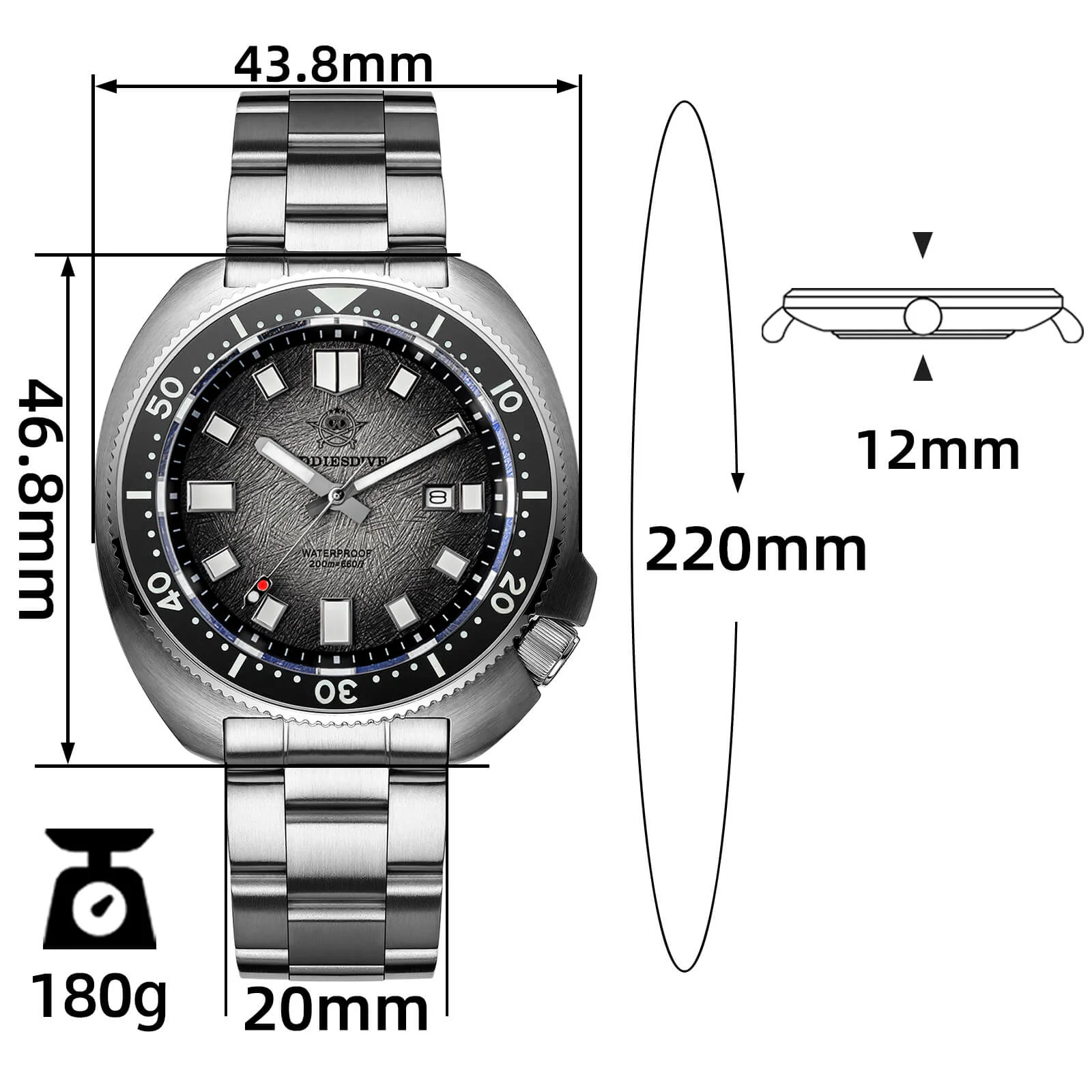 ★Holiday Sale★Addiesdive Turtle Quartz Diver Men Watch Sapphire Crystal AD2511 - Image 11