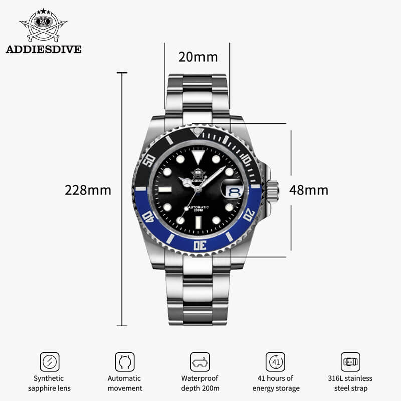 ★Holiday Sale★Addiesdive Two Color Sub NH35 Mechanical Watch H3AC - Image 20