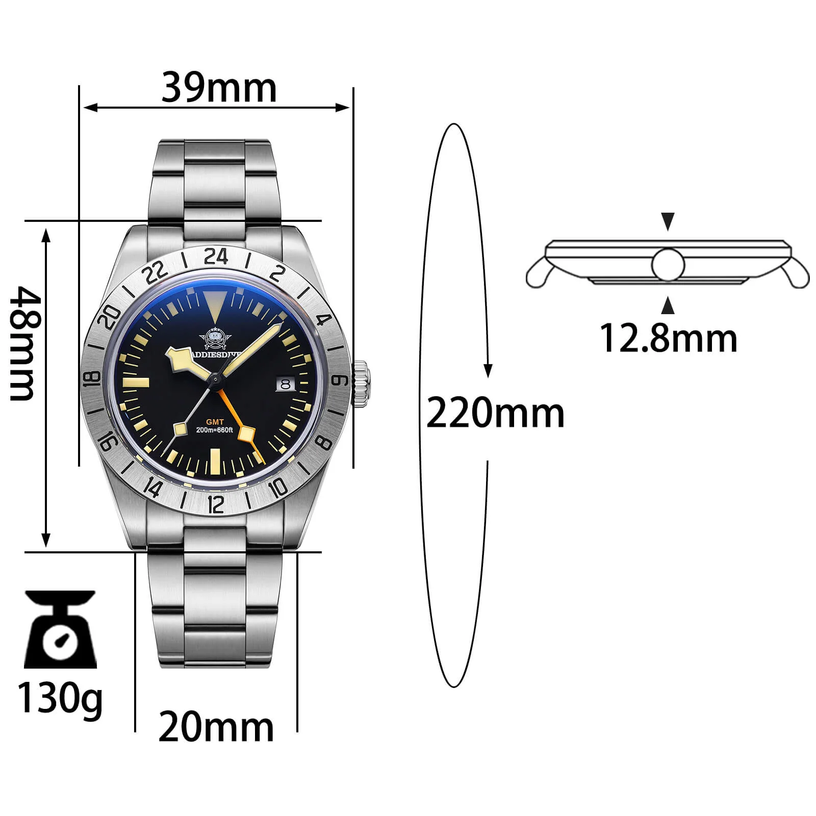 ★Holiday Sale★ADDIESDIVE 39mm BB GMT Quartz Watch RONDA515 Movement（AD2035/AD2036） - Image 15