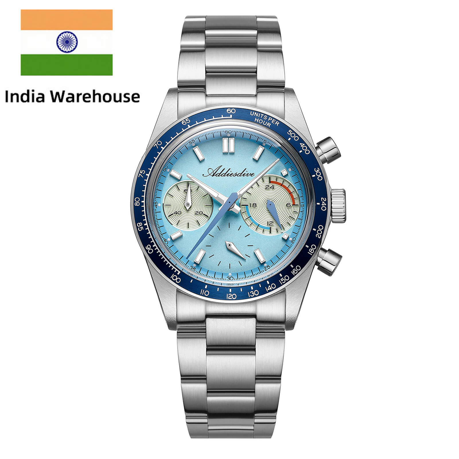 ★India Warehouse★ADDIESDIVE 37mm VK63 Racing Chronograph Quartz Watch AD2539