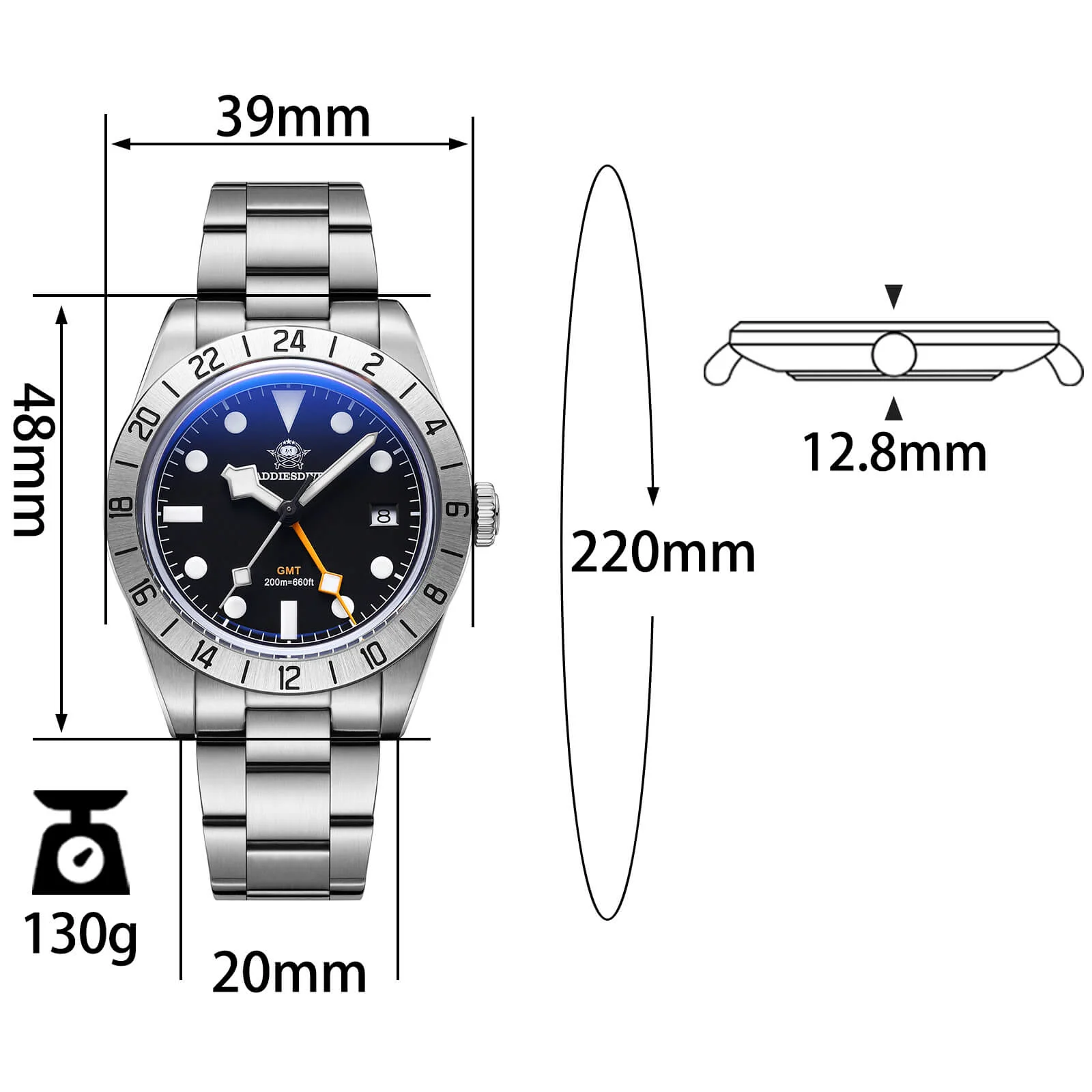 ★Holiday Sale★ADDIESDIVE 39mm BB GMT Quartz Watch RONDA515 Movement（AD2035/AD2036） - Image 11
