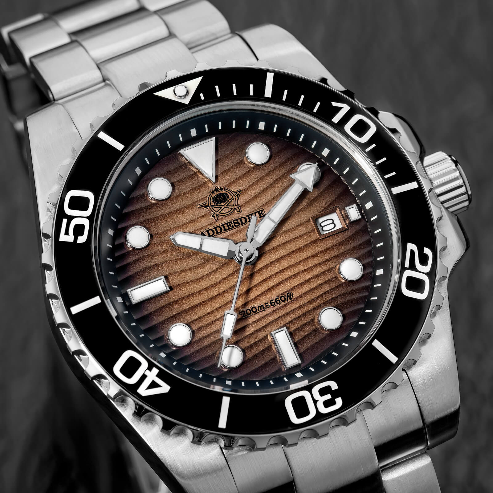 Addiesdive 41mm Desert Texture Sub Diver Quartz Watch AD2537 - Image 4