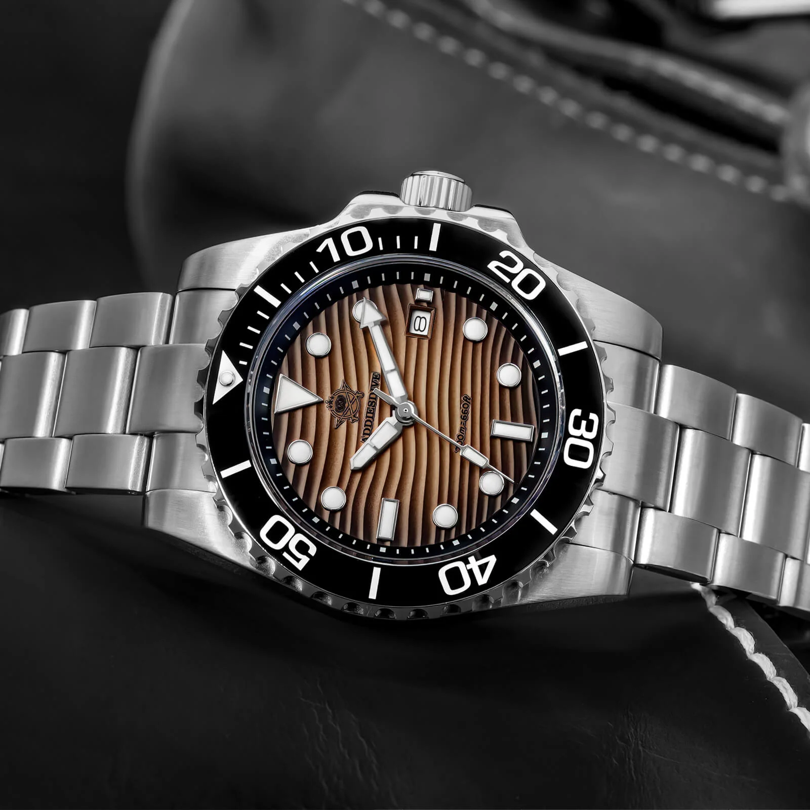 Addiesdive 41mm Desert Texture Sub Diver Quartz Watch AD2537 - Image 6