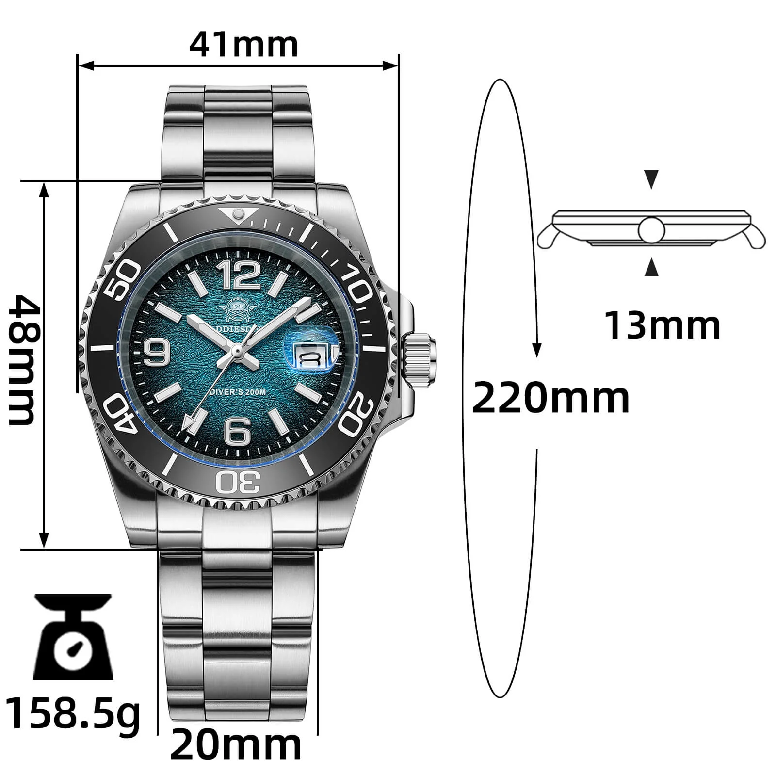 Addiesdive 41mm Modern Sub Quartz Watch with 200M Water Waterproof，AD2513 - Image 17