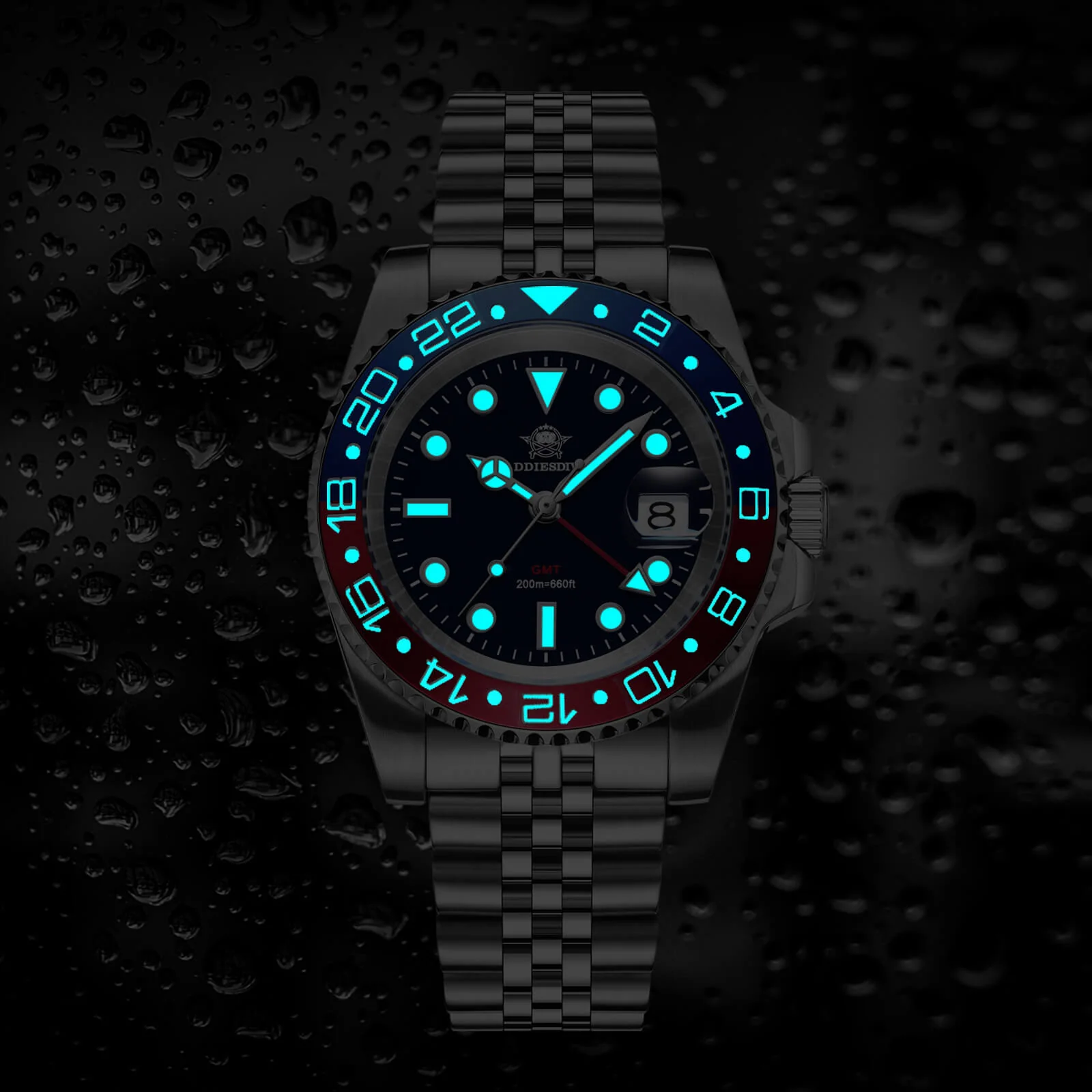 ADDIESDIVE Water Ghost Luxury Dive Watch GMT Quartz Watch AD2050-with Calendar - Image 10