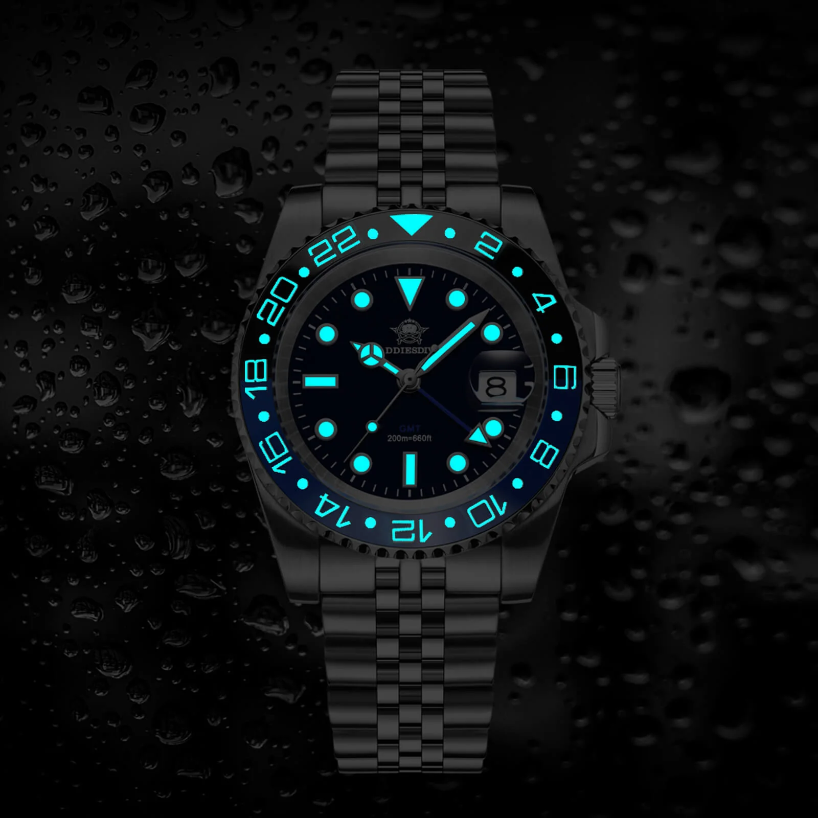 ADDIESDIVE Water Ghost Luxury Dive Watch GMT Quartz Watch AD2050-with Calendar - Image 20
