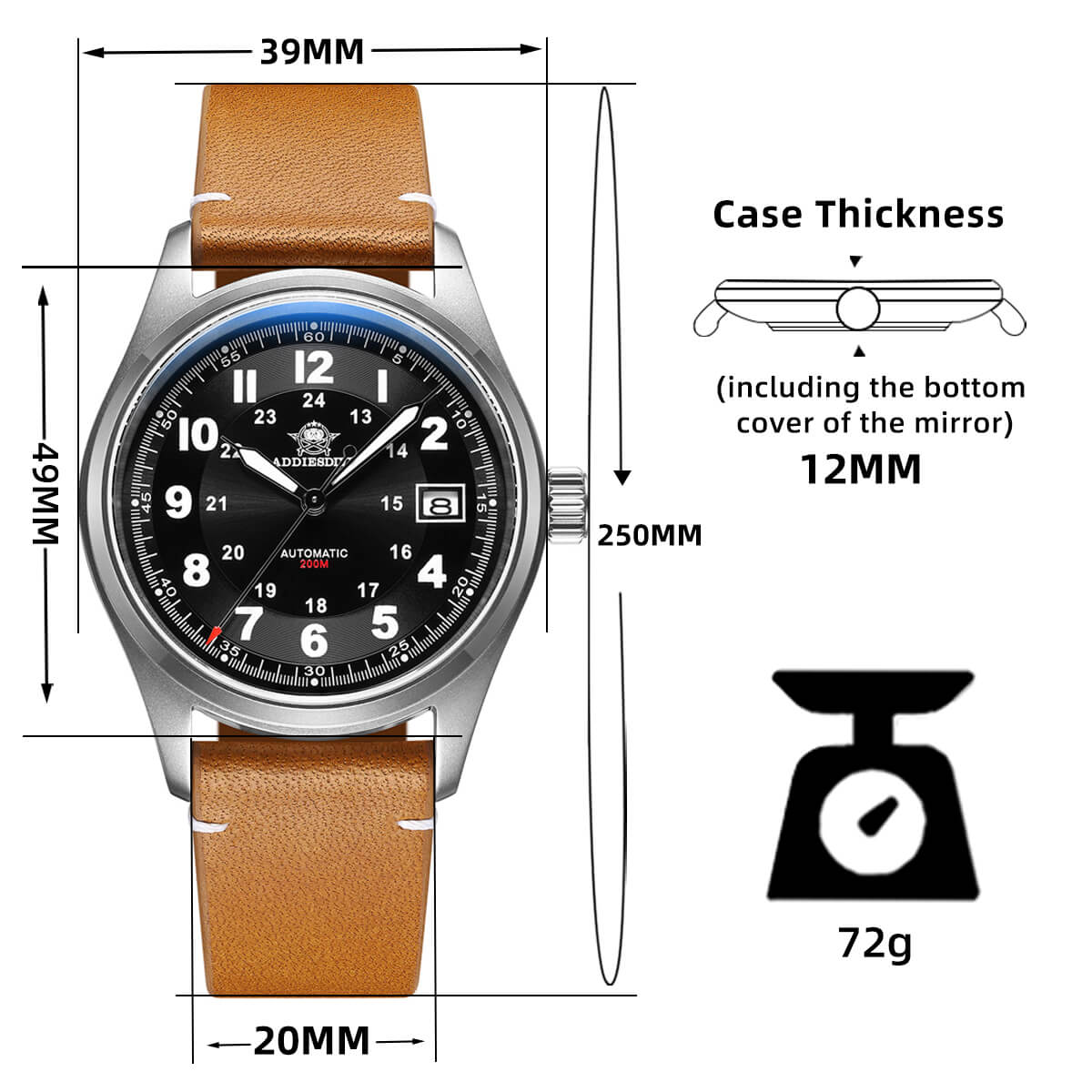 ★Flash Sale★ADDIESDIVE® Men's Elegant Automatic Watch Diver 200M (AD2048) - Image 12