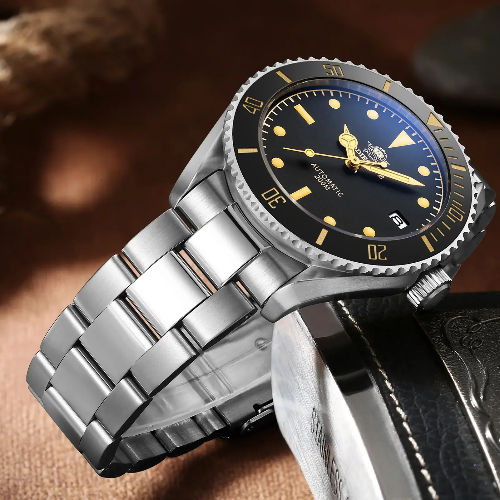 U.S. Warehouse -ADDIESDIVE® Scuba Leather Automatic Scuba Watch AD2101 - Image 13