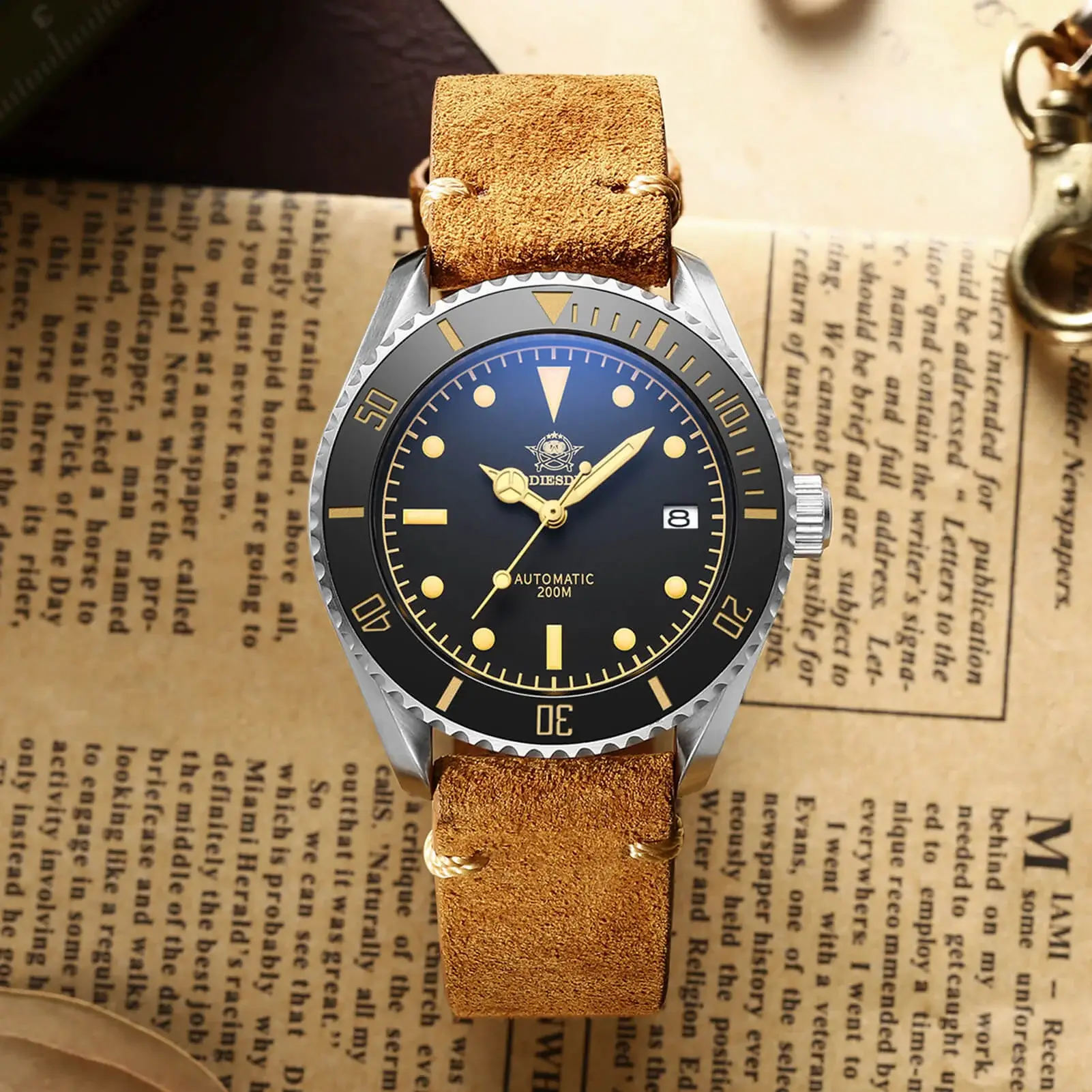 U.S. Warehouse -ADDIESDIVE® Scuba Leather Automatic Scuba Watch AD2101 - Image 6