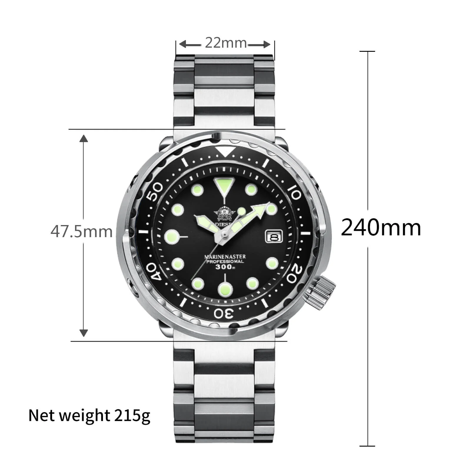 U.S. Warehouse -ADDIESDIVE® Tuna 300M Automatic Diver Watch Tuna Diver  ( MY-H5) - Image 7