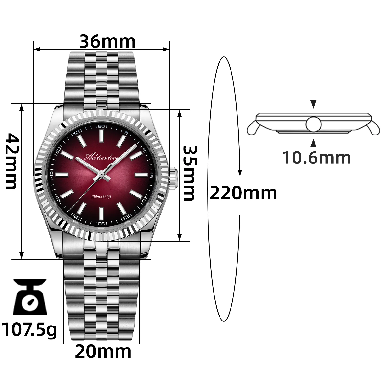 U.S. Warehouse -ADDIESDIVE 36mm DJ Homage Men Watch AD2073 - Image 2