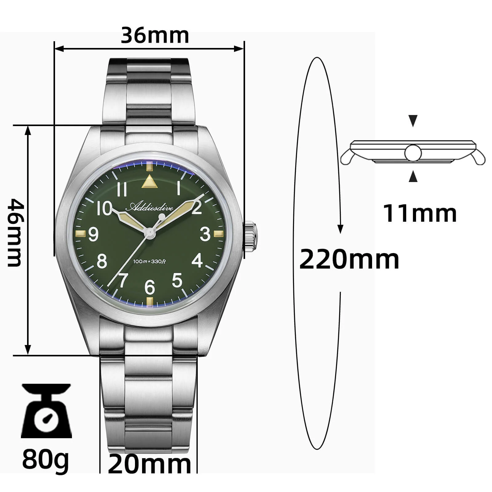 ★Holiday Sale★Addiesdive 36mm Titanium Military Field Watch AD2502 - Image 14